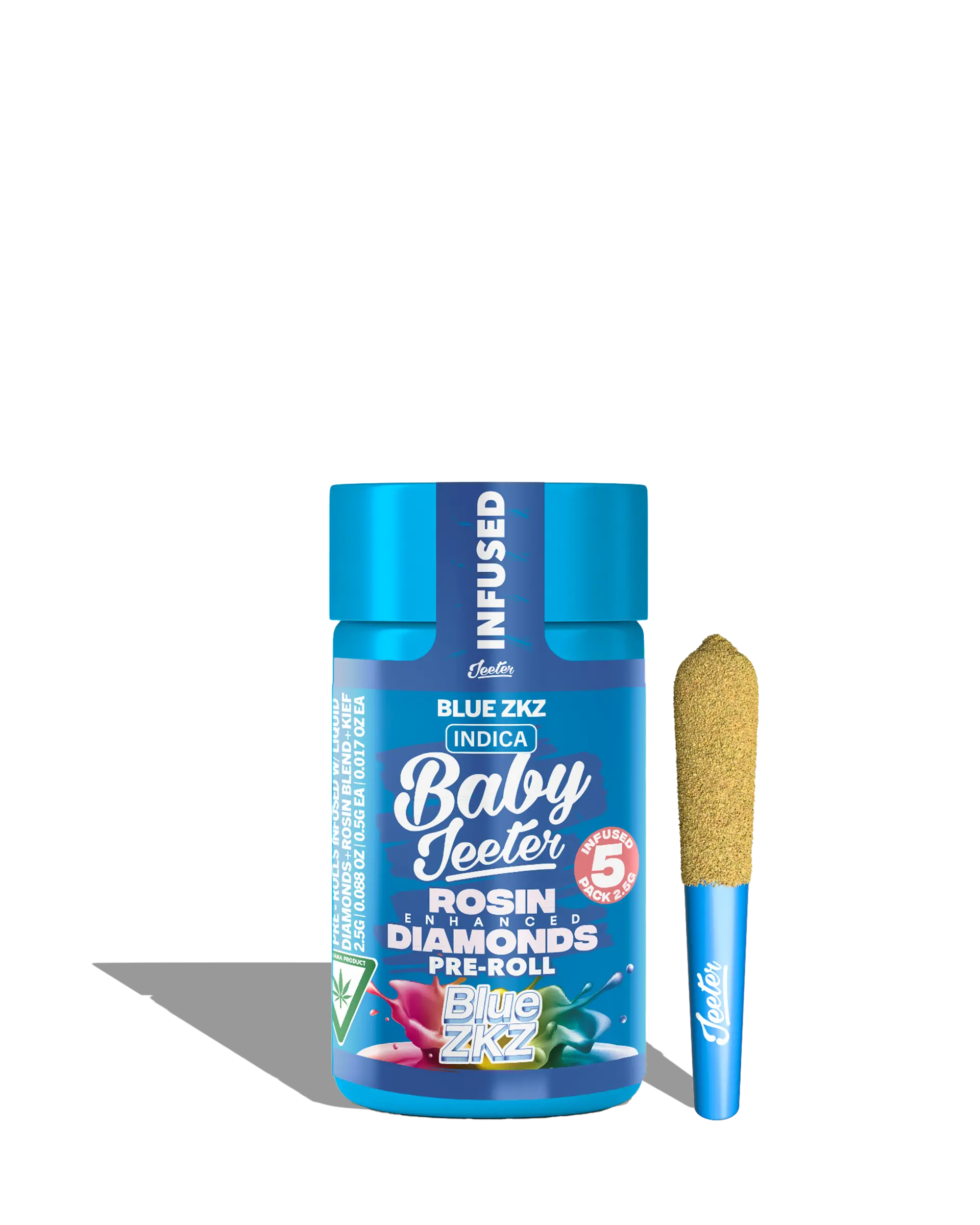 Live Rosin Enhanced Baby Jeeter Blue Zkz Infused Preroll 5-pack