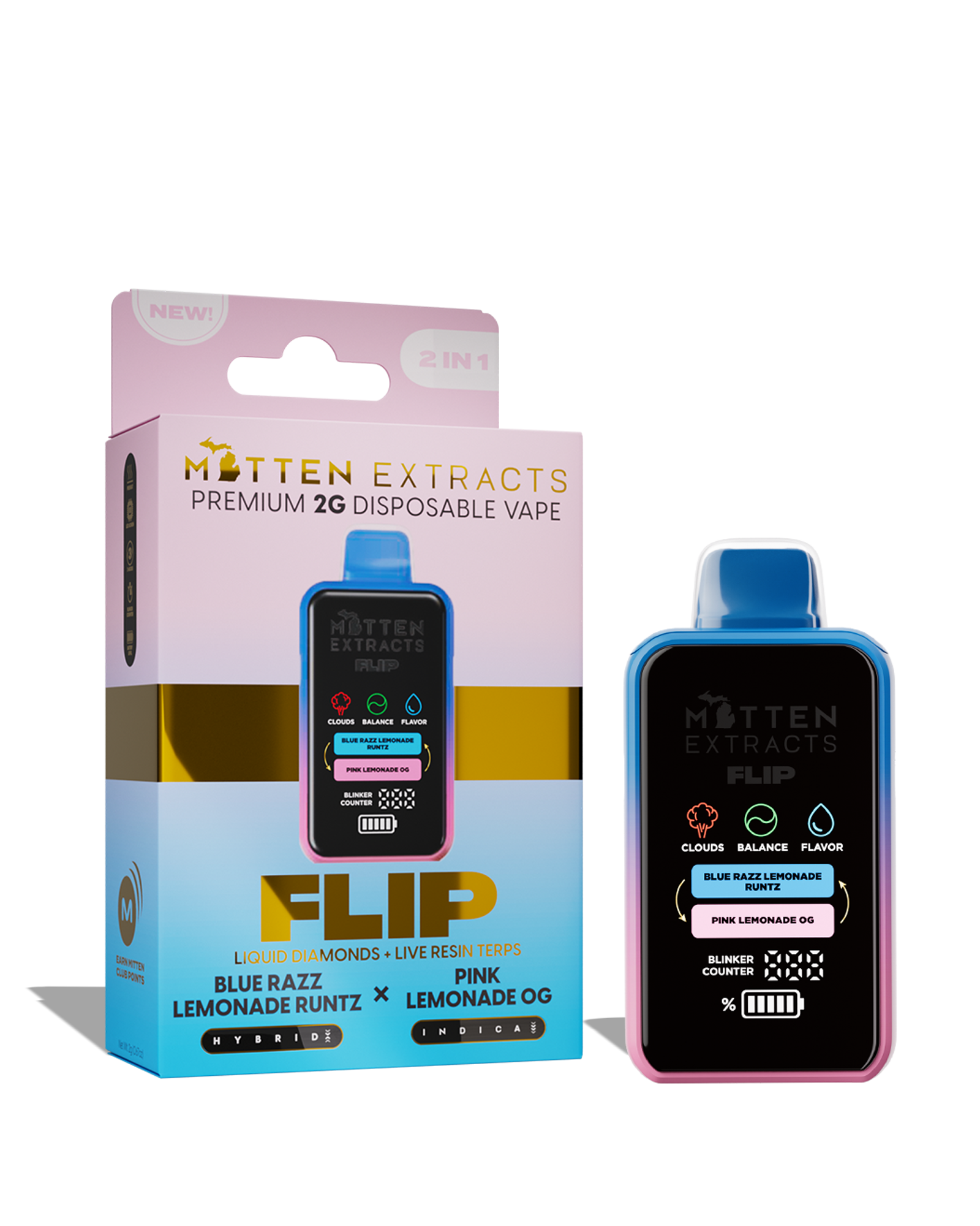 Blue Razz Lemonade Runtz X Pink Lemonade OG Flip Disposable Cart 2g, 1 of 1