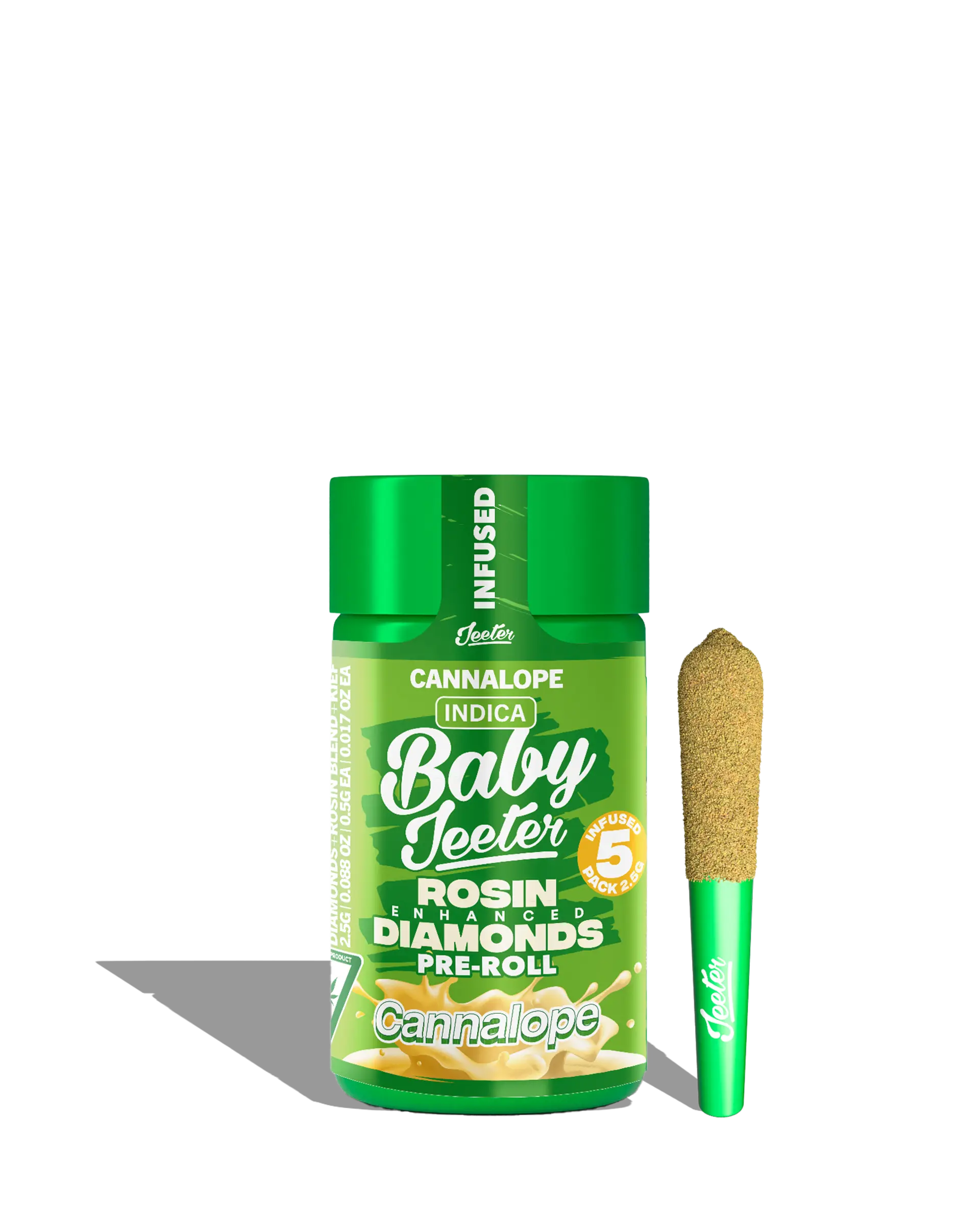 Live Rosin Enhanced Baby Jeeter Cannalope Infused Preroll 5-pack