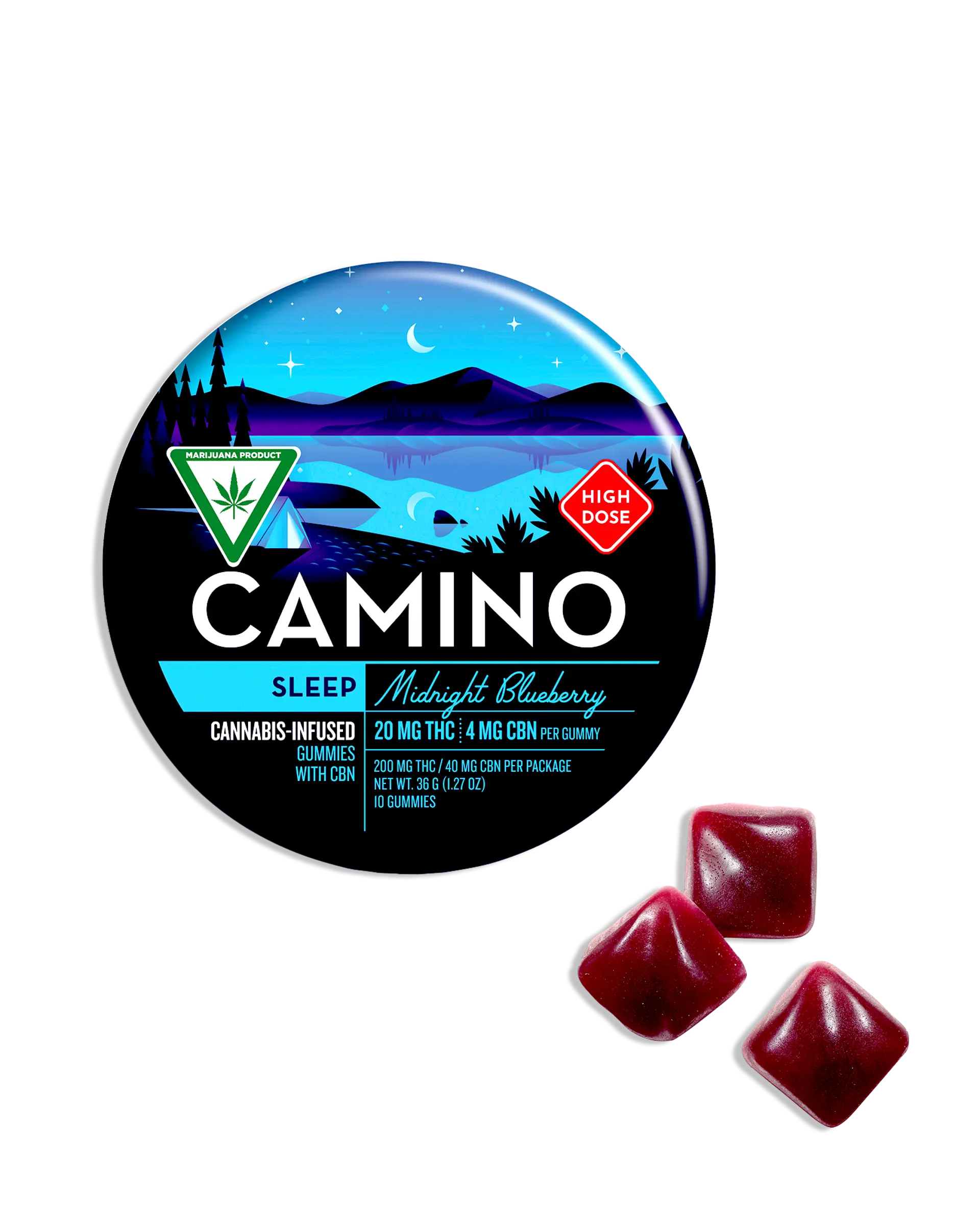 Midnight Blueberry 20:4 THC:CBN Gummies 10x20mg