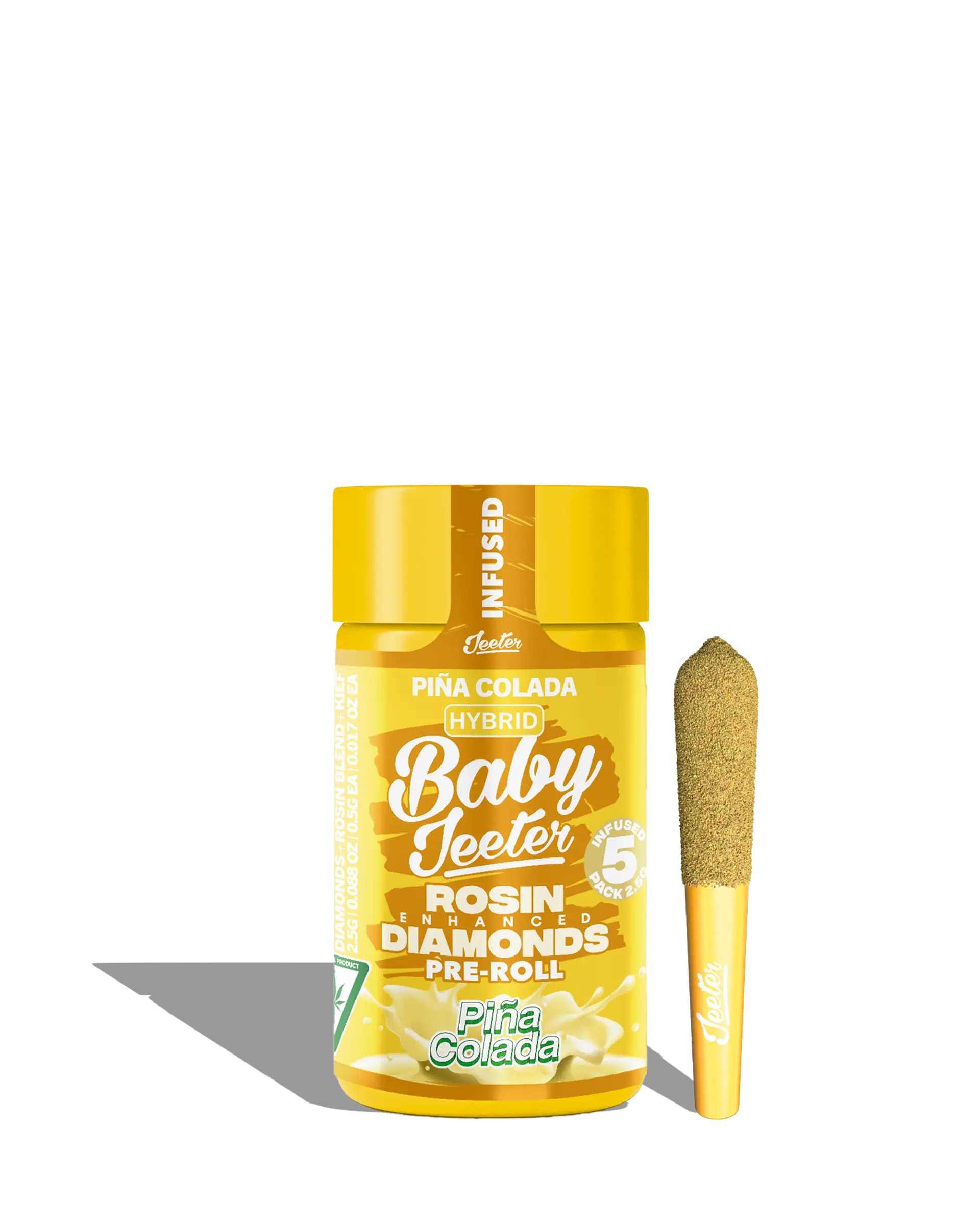 Live Rosin Enhanced Baby Jeeter Pina Colada Infused Preroll 5-pack