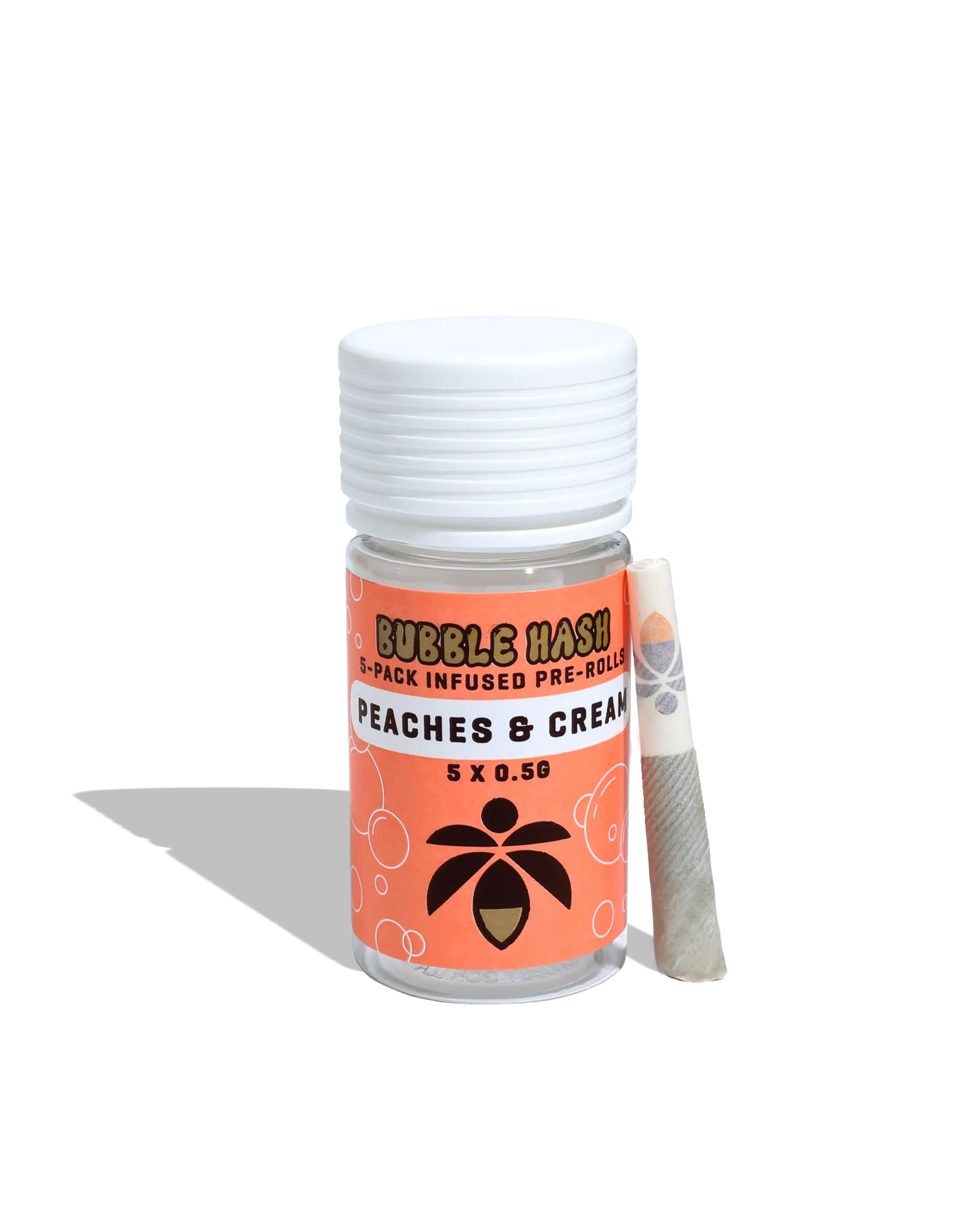 Peaches & Cream Bubble Hash Infused Preroll 5-pack