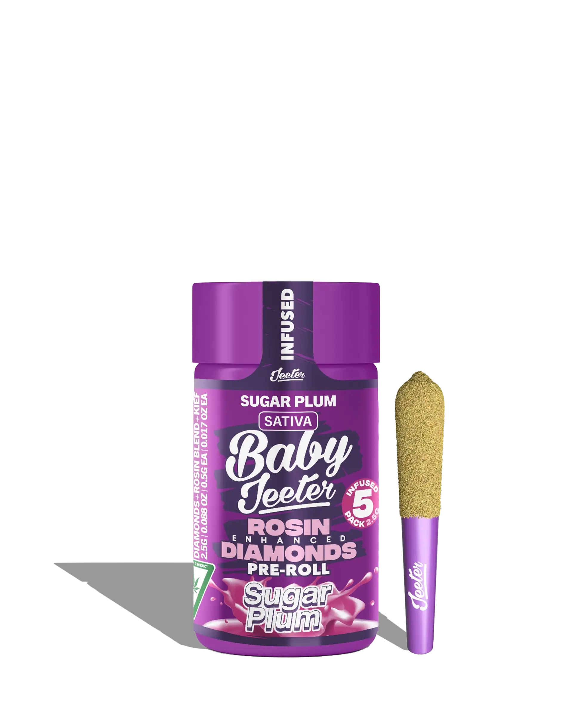 Live Rosin Enhanced Baby Jeeter Sugar Plum Infused Preroll 5-pack