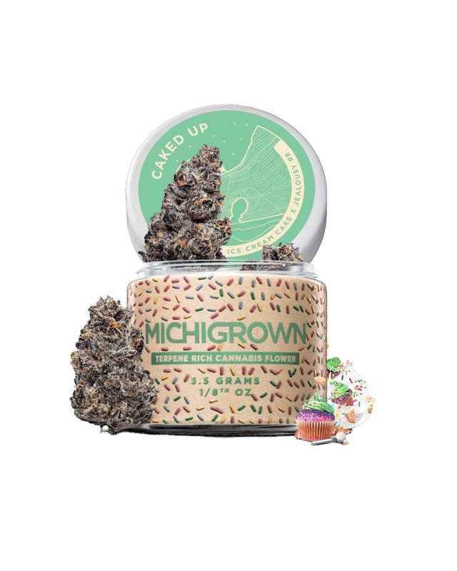Caked Up flowering cannabis, as labeled by the cited image source