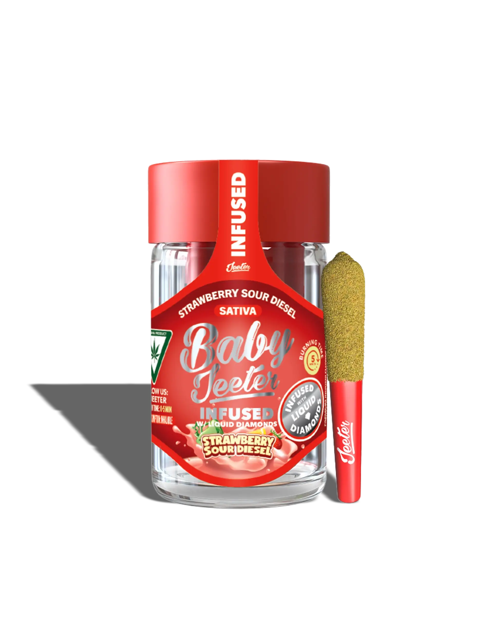 Baby Jeeter Strawberry Sour Diesel Infused Preroll 5-pack