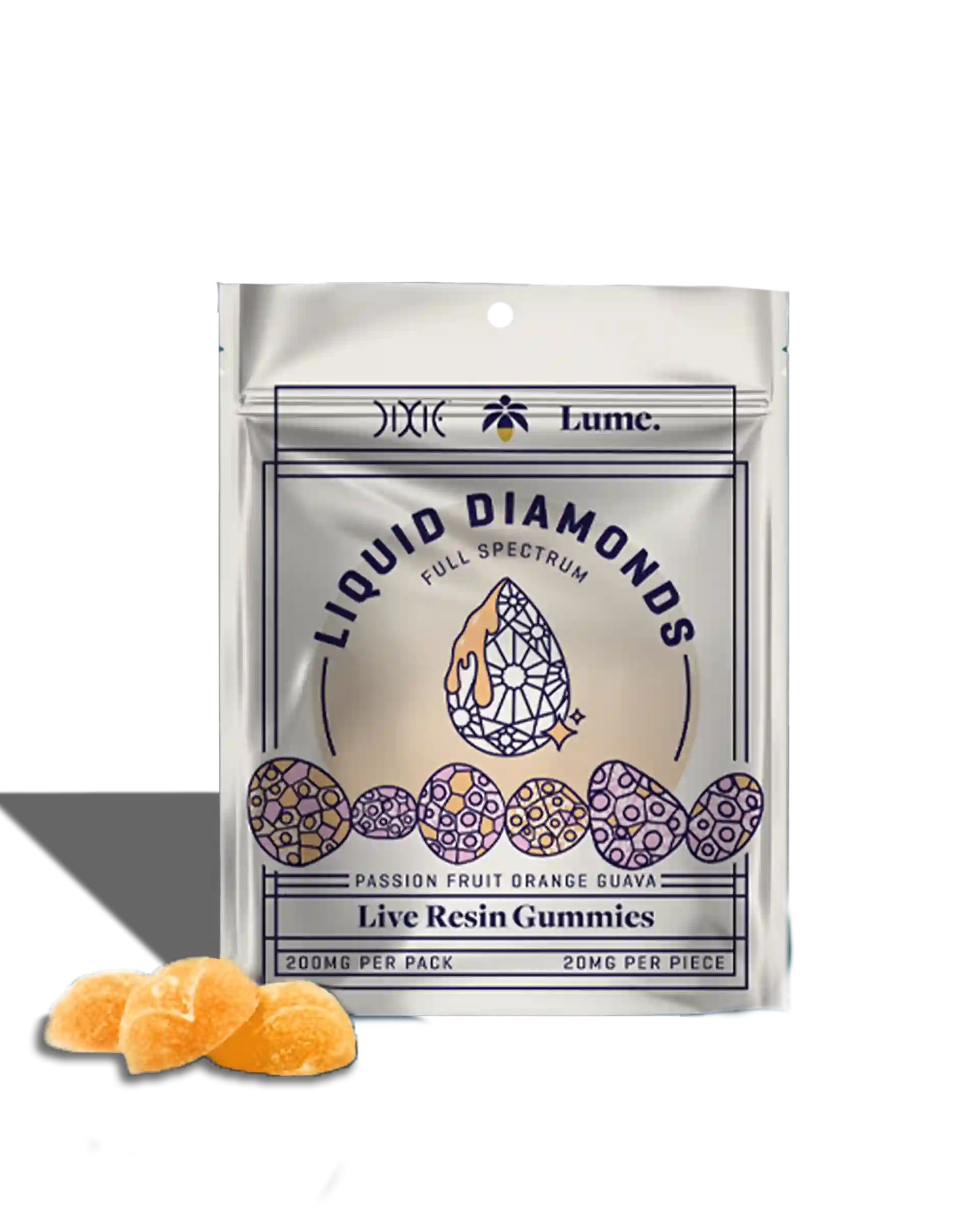 Passionfruit Orange Guava Liquid Diamond Infused Gummies 10x20mg