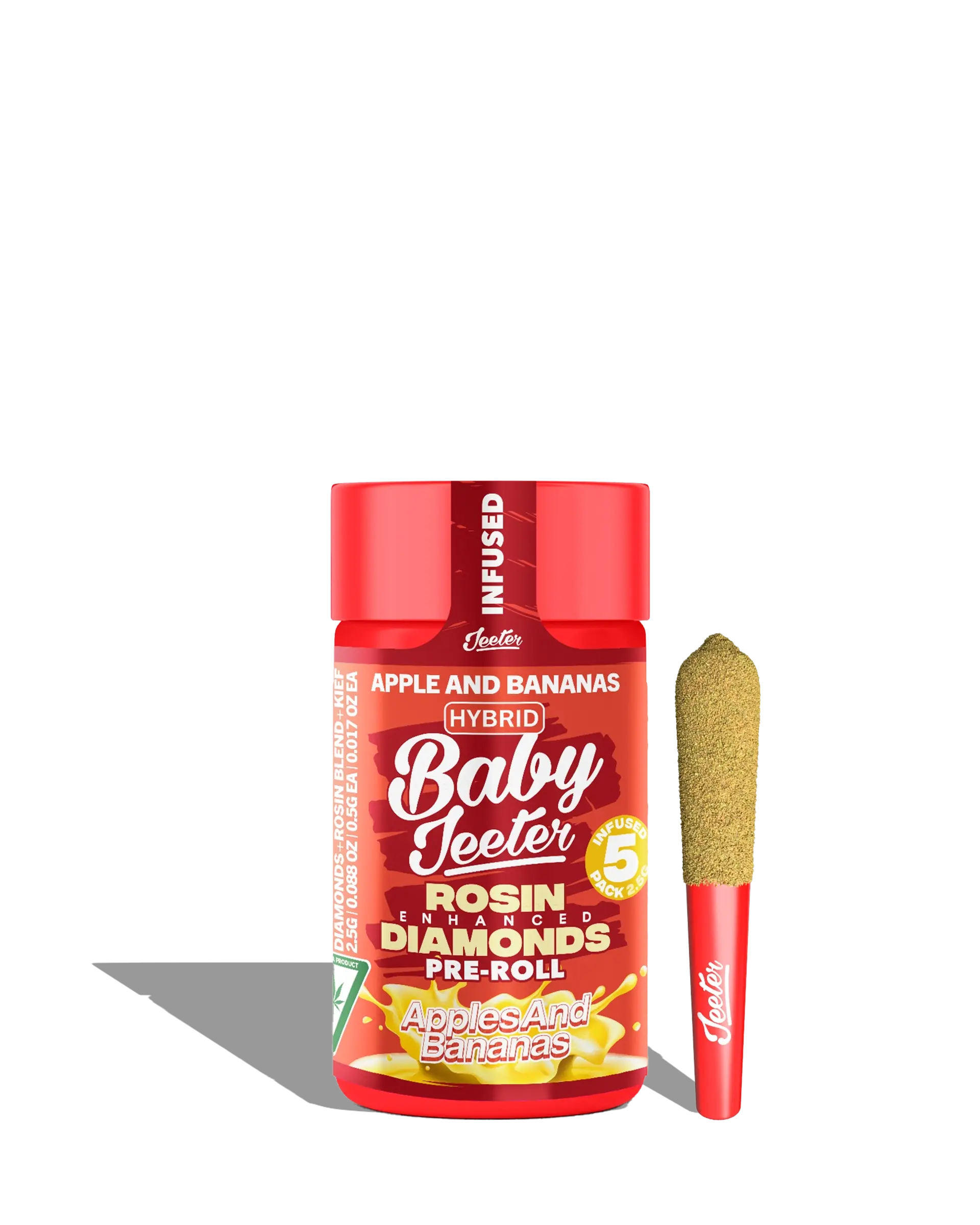 Live Rosin Enhanced Baby Jeeter Apples & Bananas Infused Preroll 5-pack