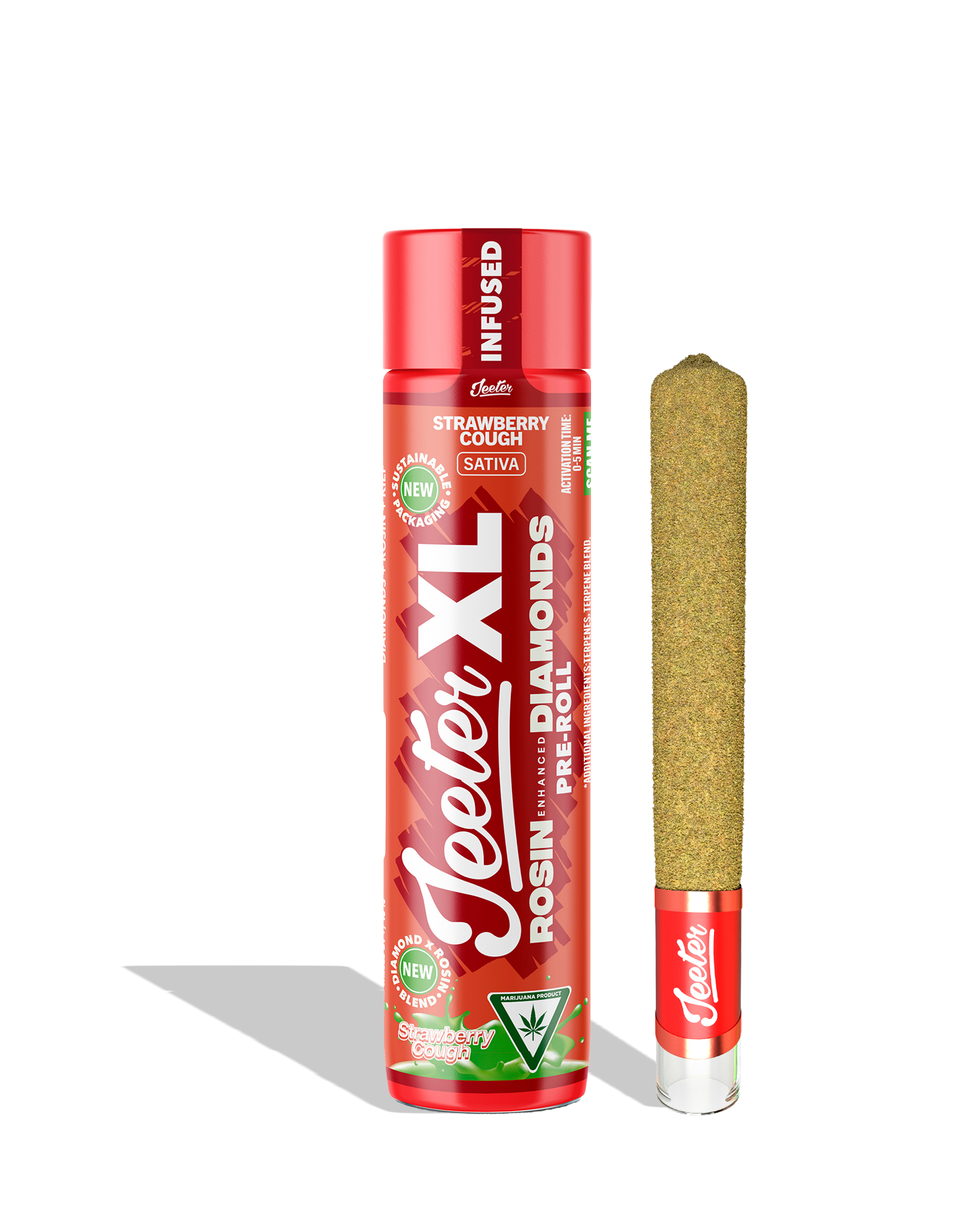 Live Rosin Enhanced Jeeter XL Strawberry Cough Infused Preroll 2g, 1 of 1