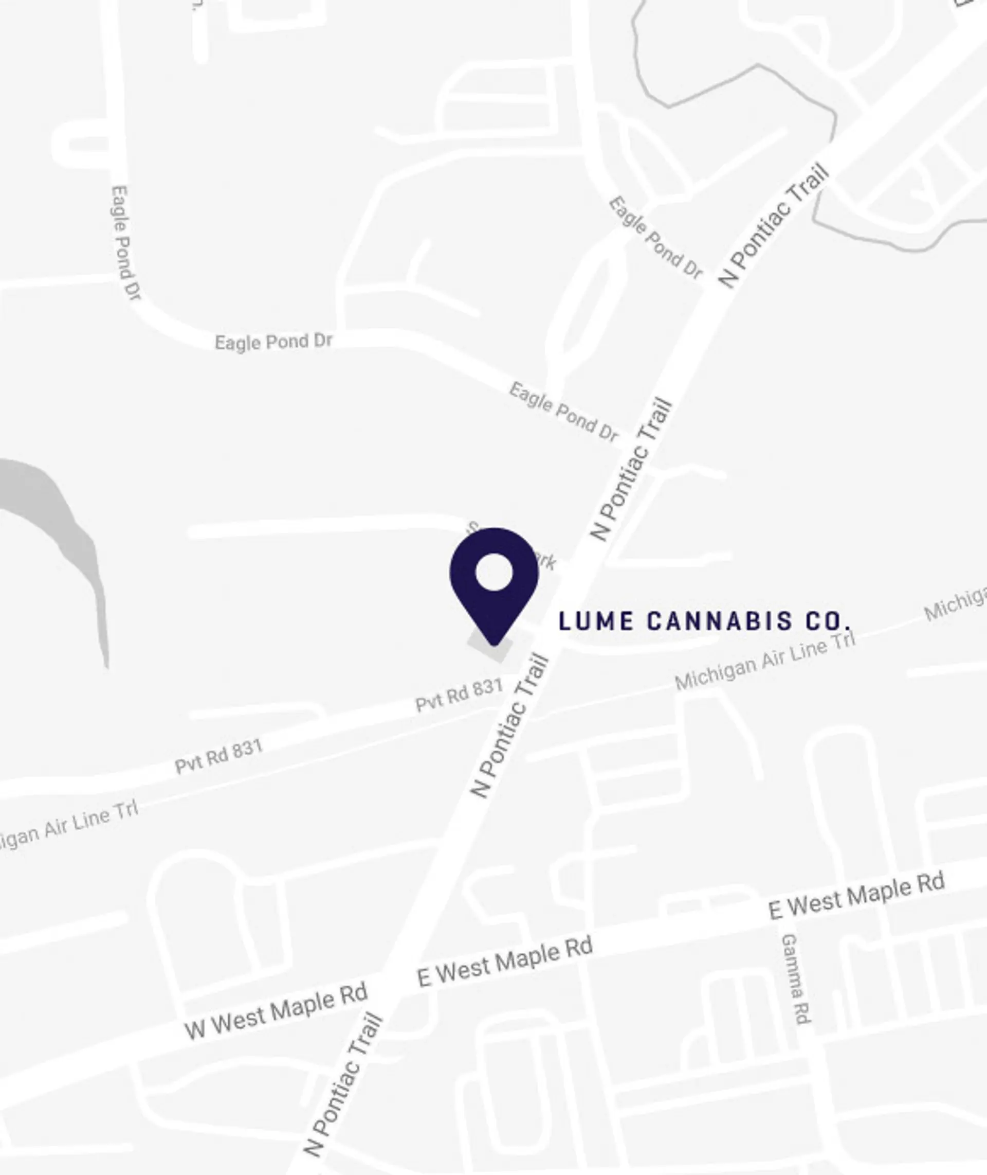 Location of Lume Cannabis dispensary in Walled Lake, MI