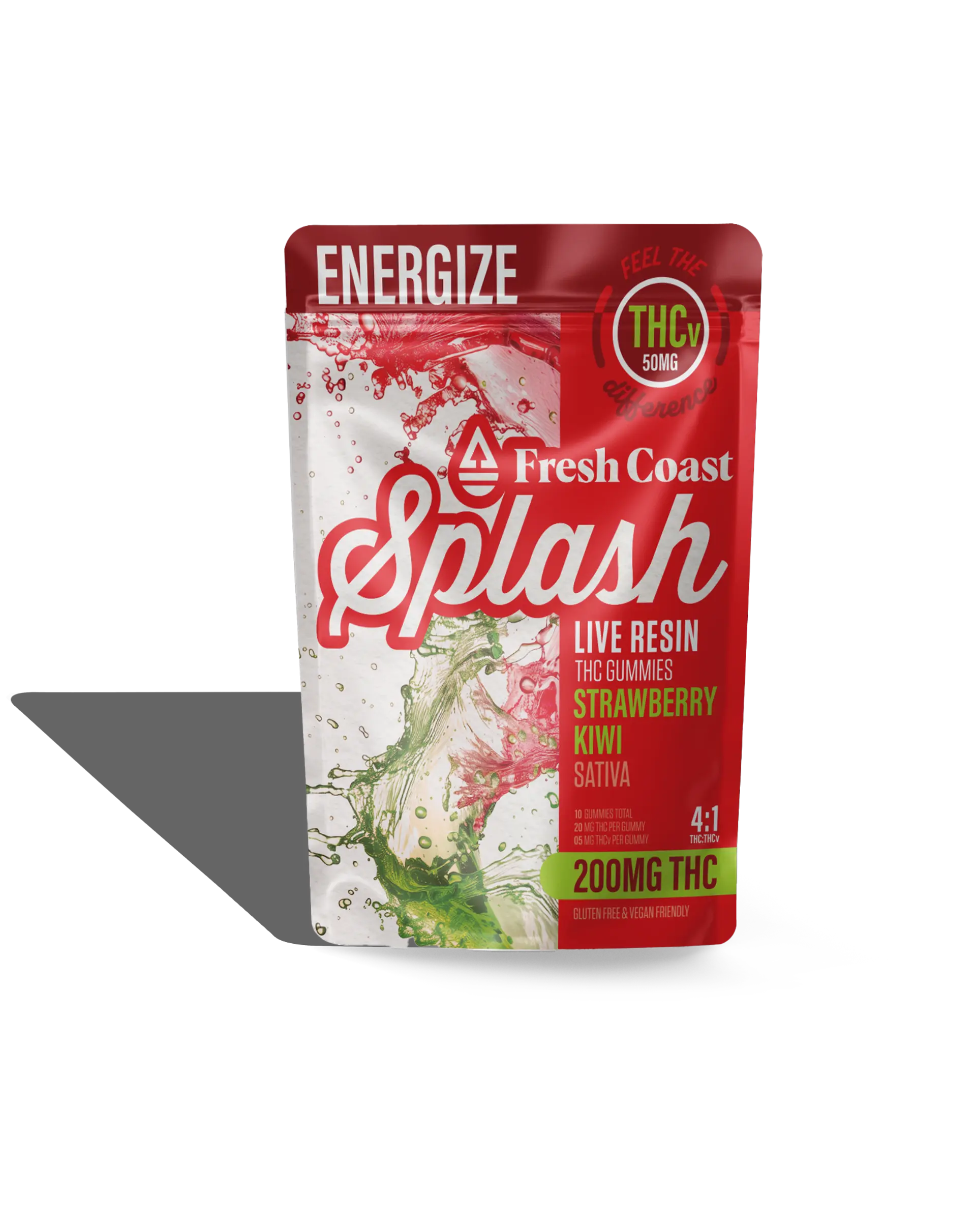 Strawberry Kiwi 4:1 THC:THCv Live Resin Infused Gummies 10x20mg