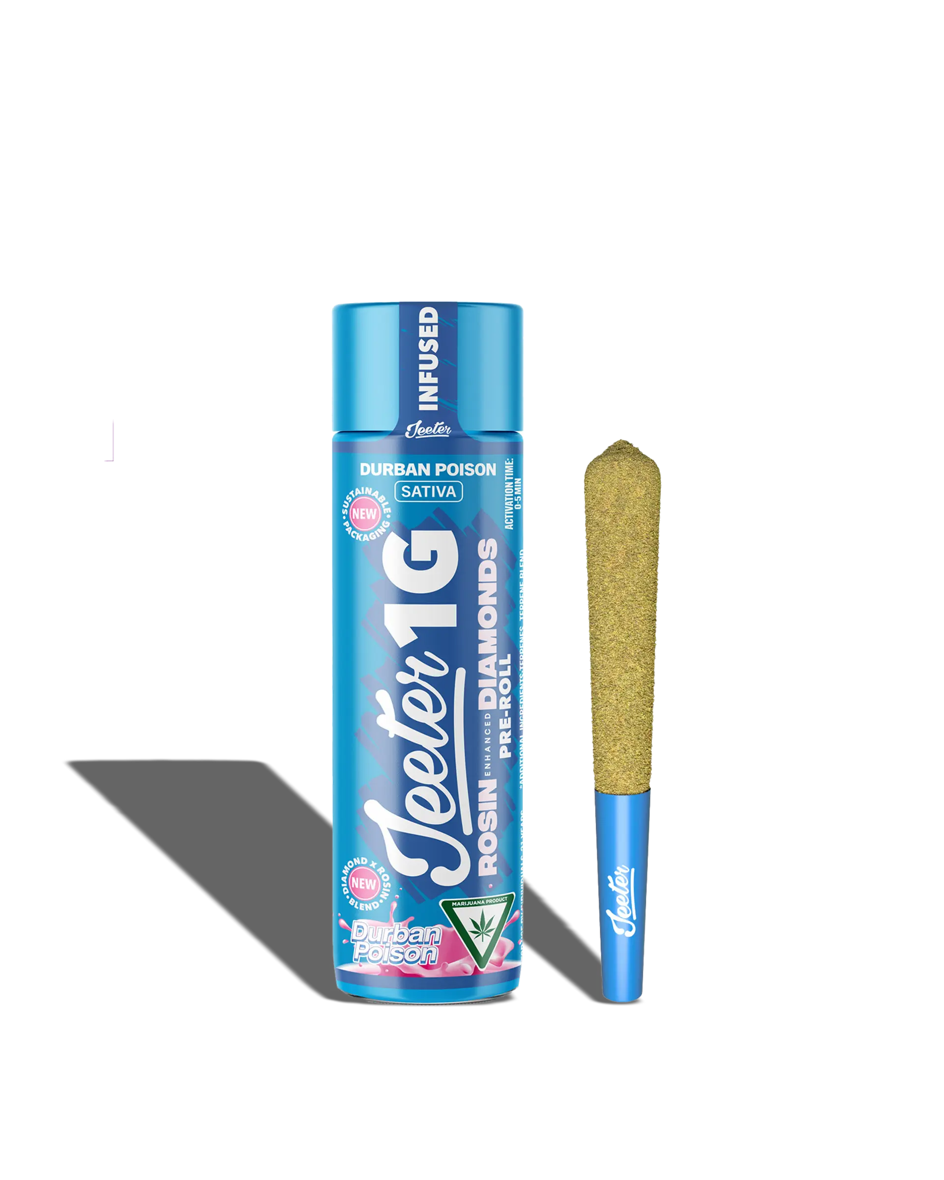 Live Rosin Enhanced Jeeter Durban Poison Infused Preroll 1g