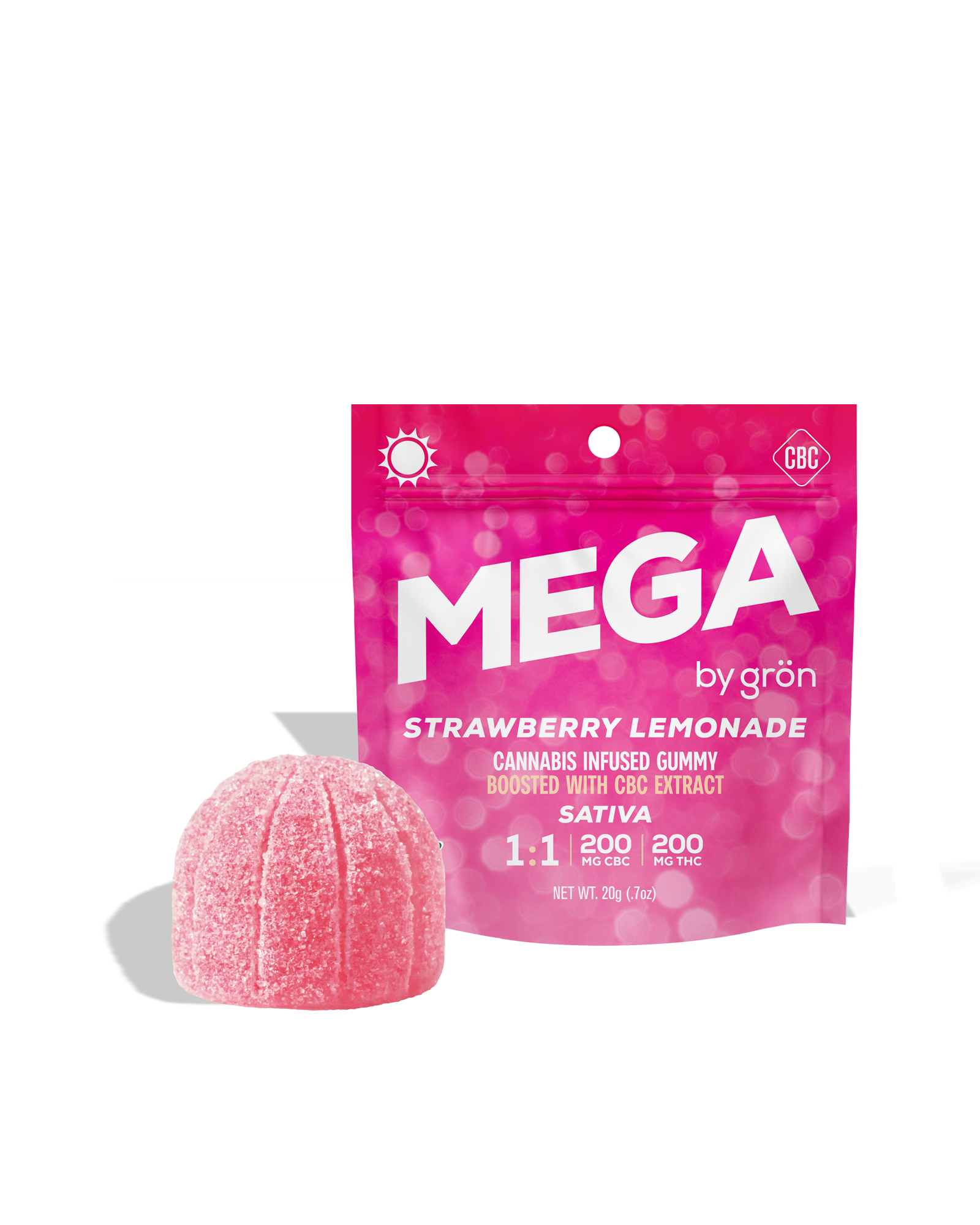 Strawberry Lemonade 1:1 THC:CBC Mega Gummy 200mg, 1 of 1