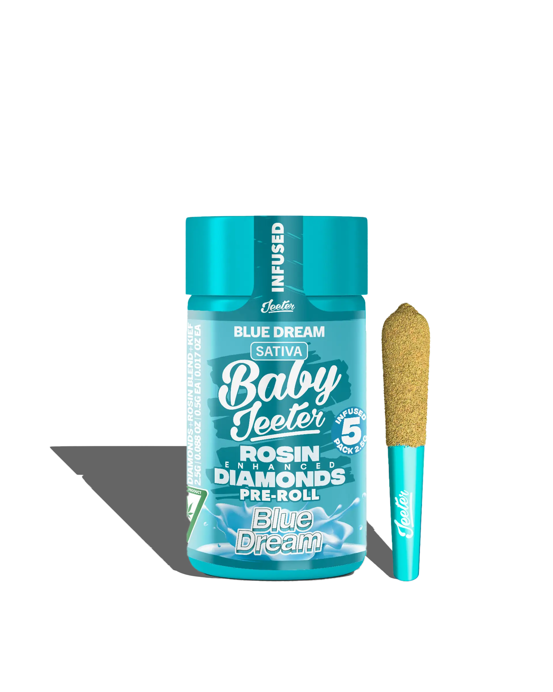 Live Rosin Enhanced Baby Jeeter Blue Dream Infused Preroll 5-pack