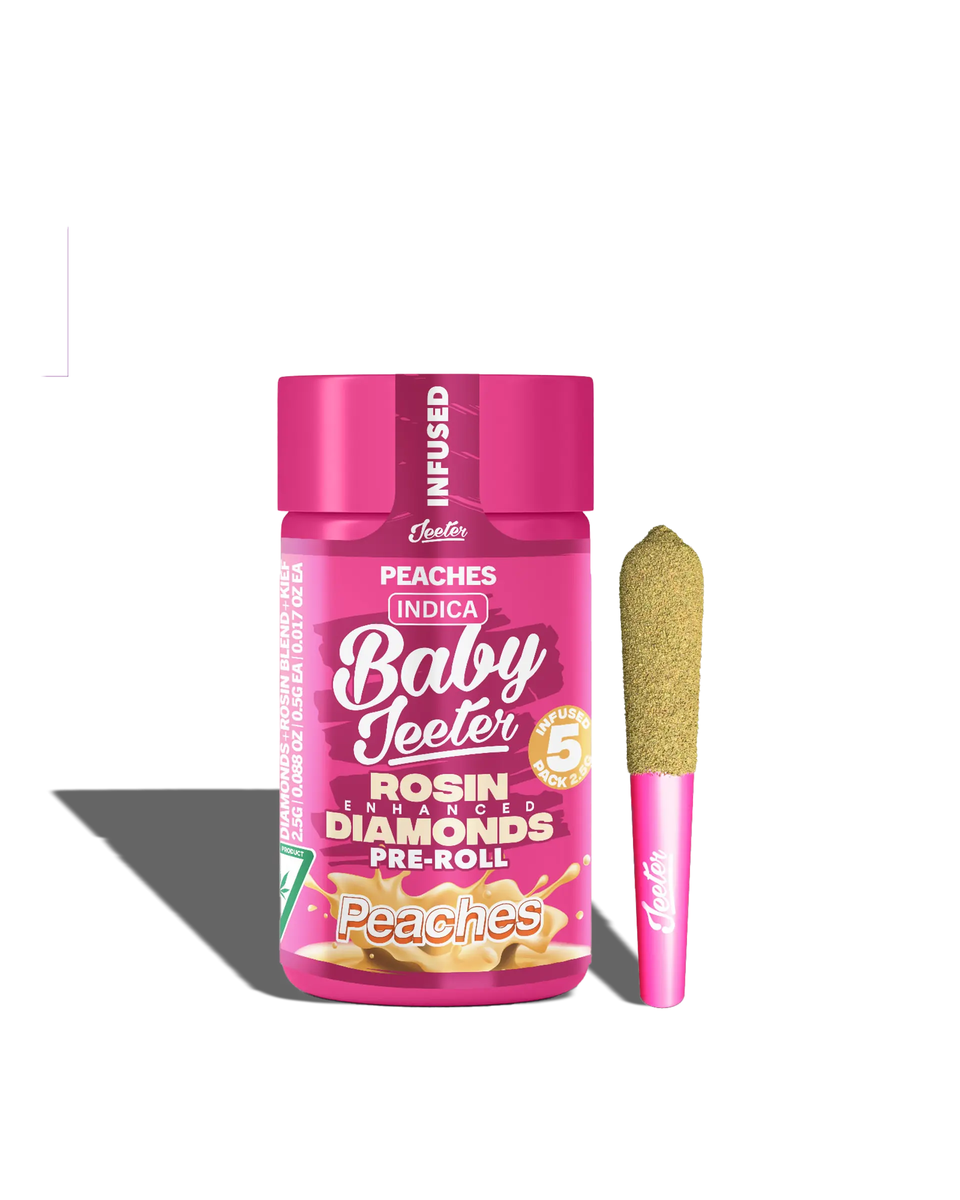 Live Rosin Enhanced Baby Jeeter Peaches Infused Preroll 5-pack