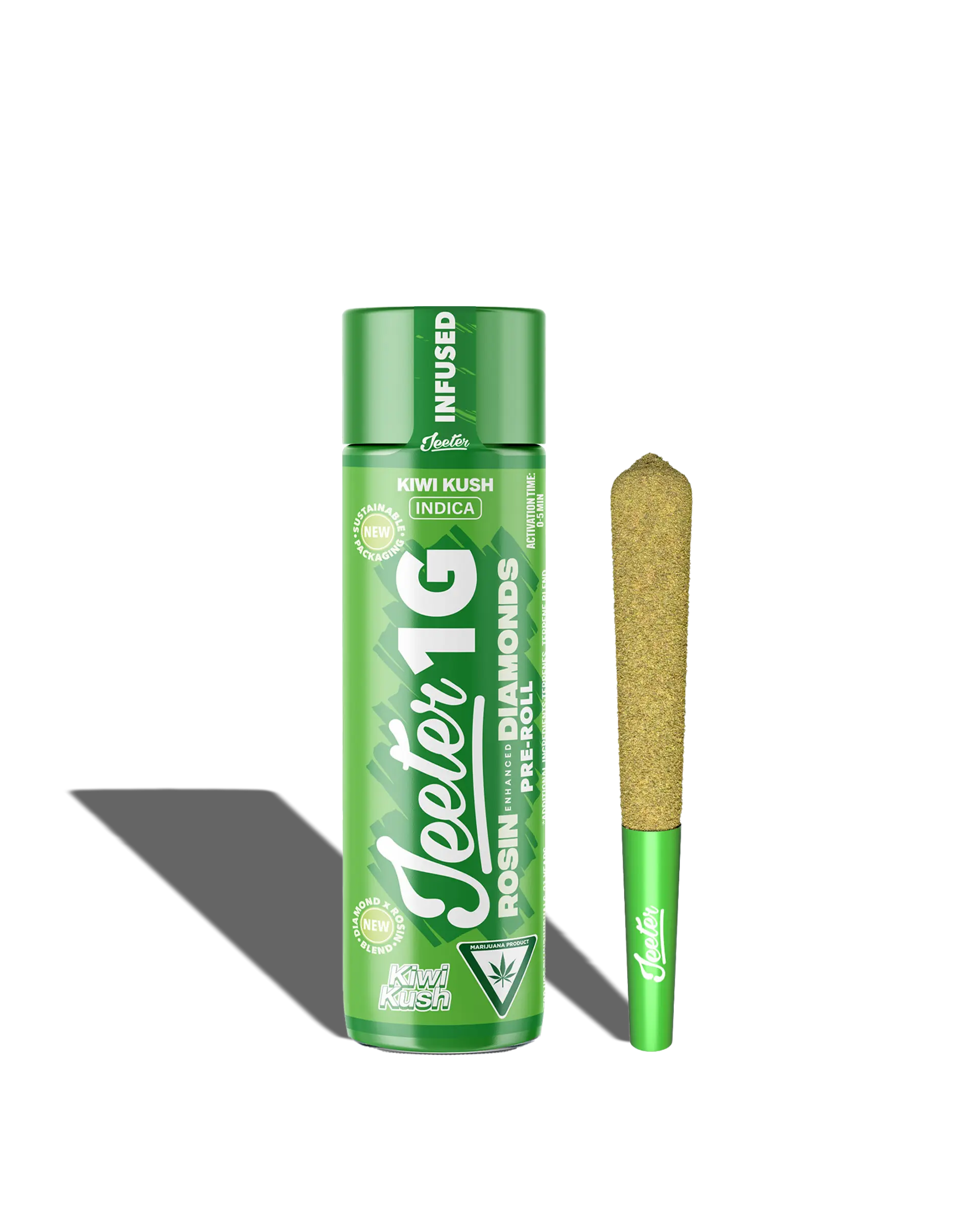 Live Rosin Enhanced Jeeter Kiwi Kush Infused Preroll 1g