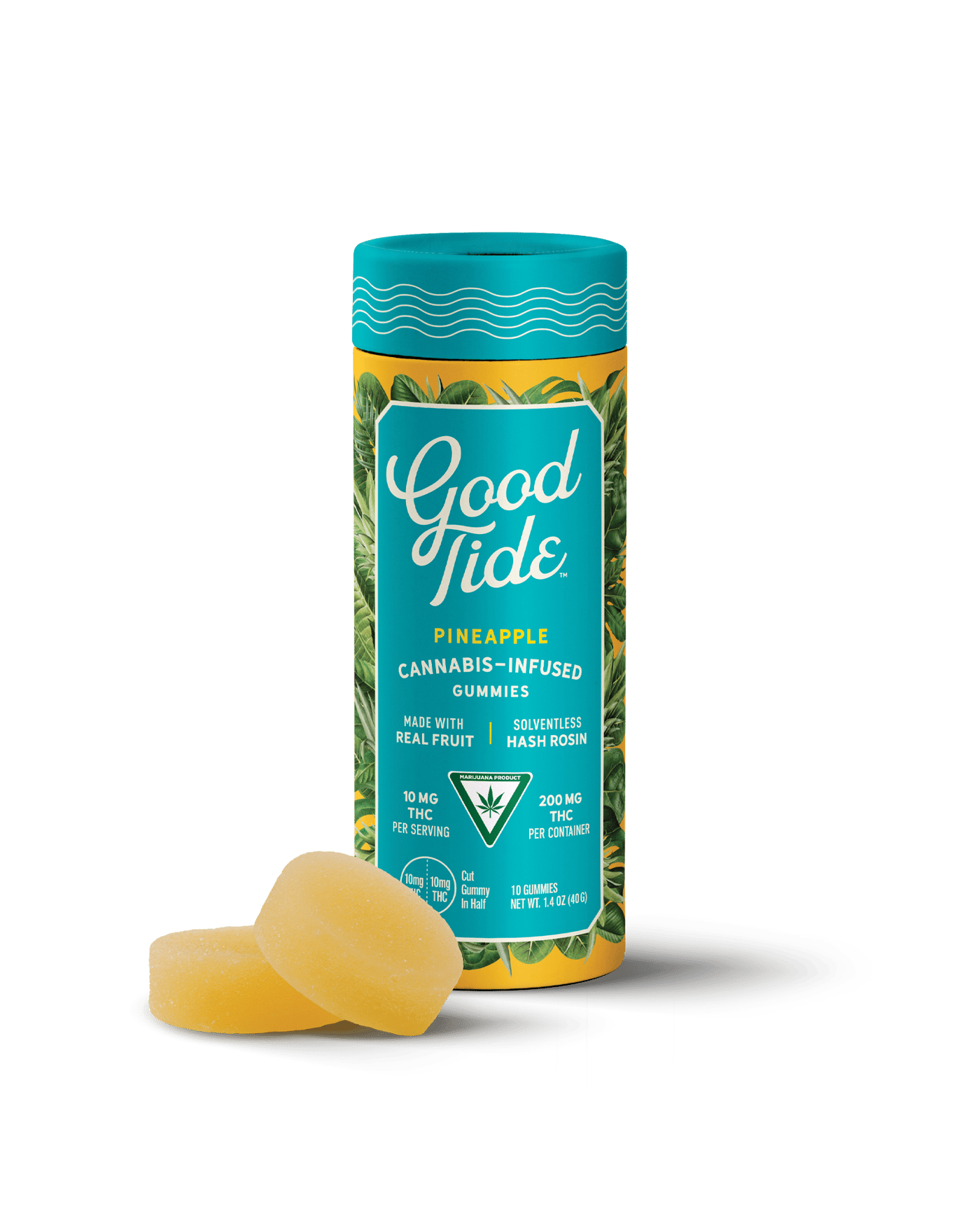 Good Tides Raspberry Pineapple Hash Rosin Gummies 10x20mg | Lume Cannabis Co.