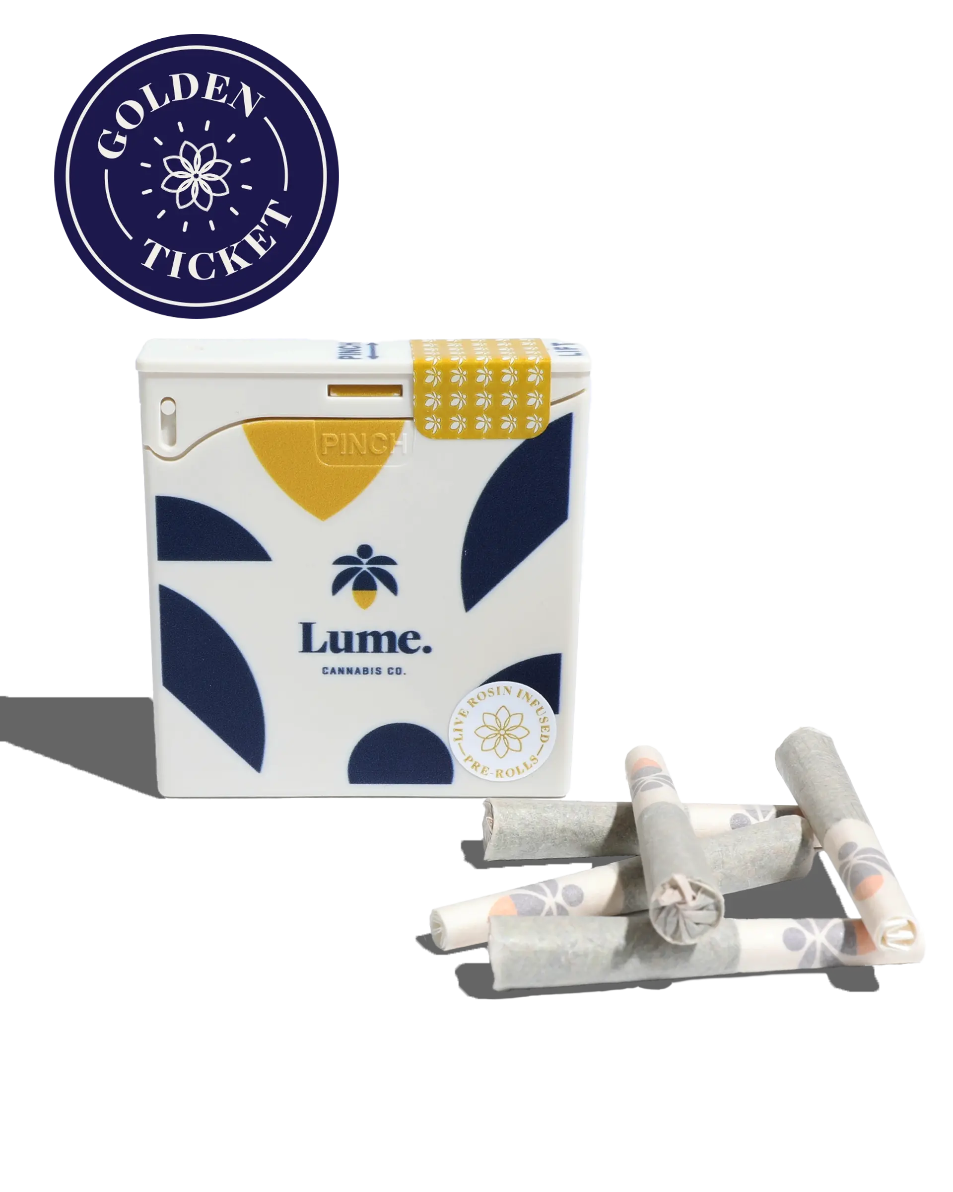 Golden Ticket - Jenny Kush Flower X Jenny Kush Live Rosin Infused Preroll 5-pack