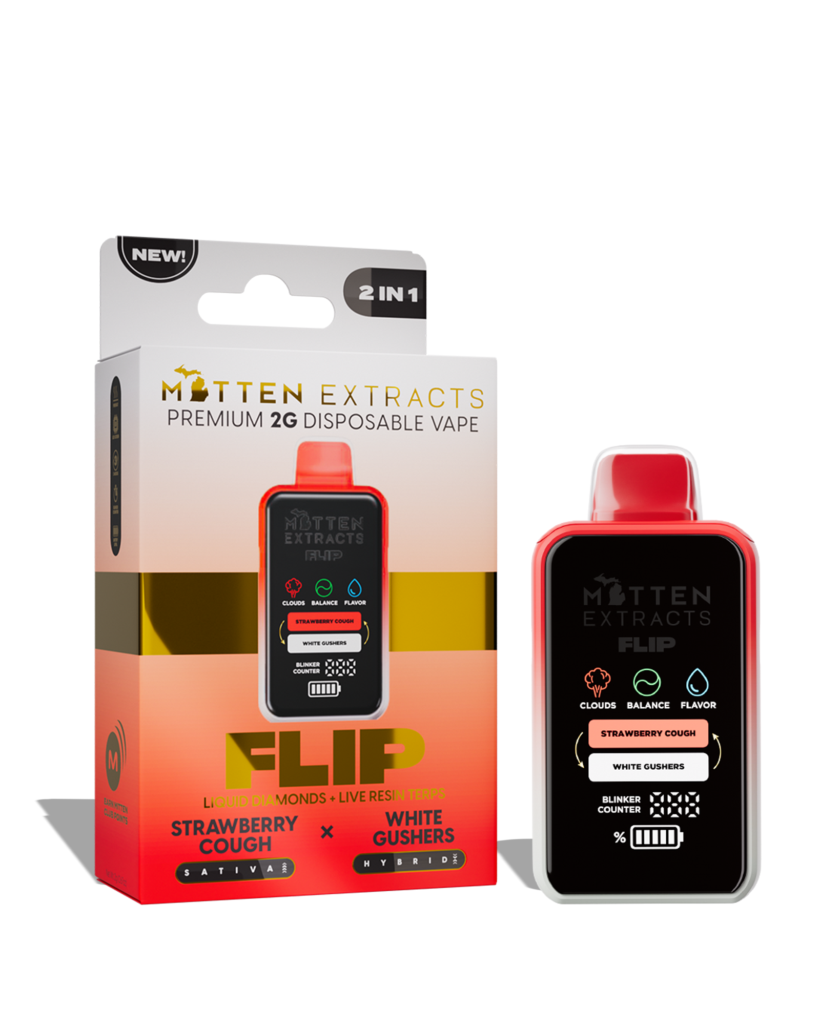 Strawberry Cough X White Gushers Flip Disposable Cart 2g, 1 of 1