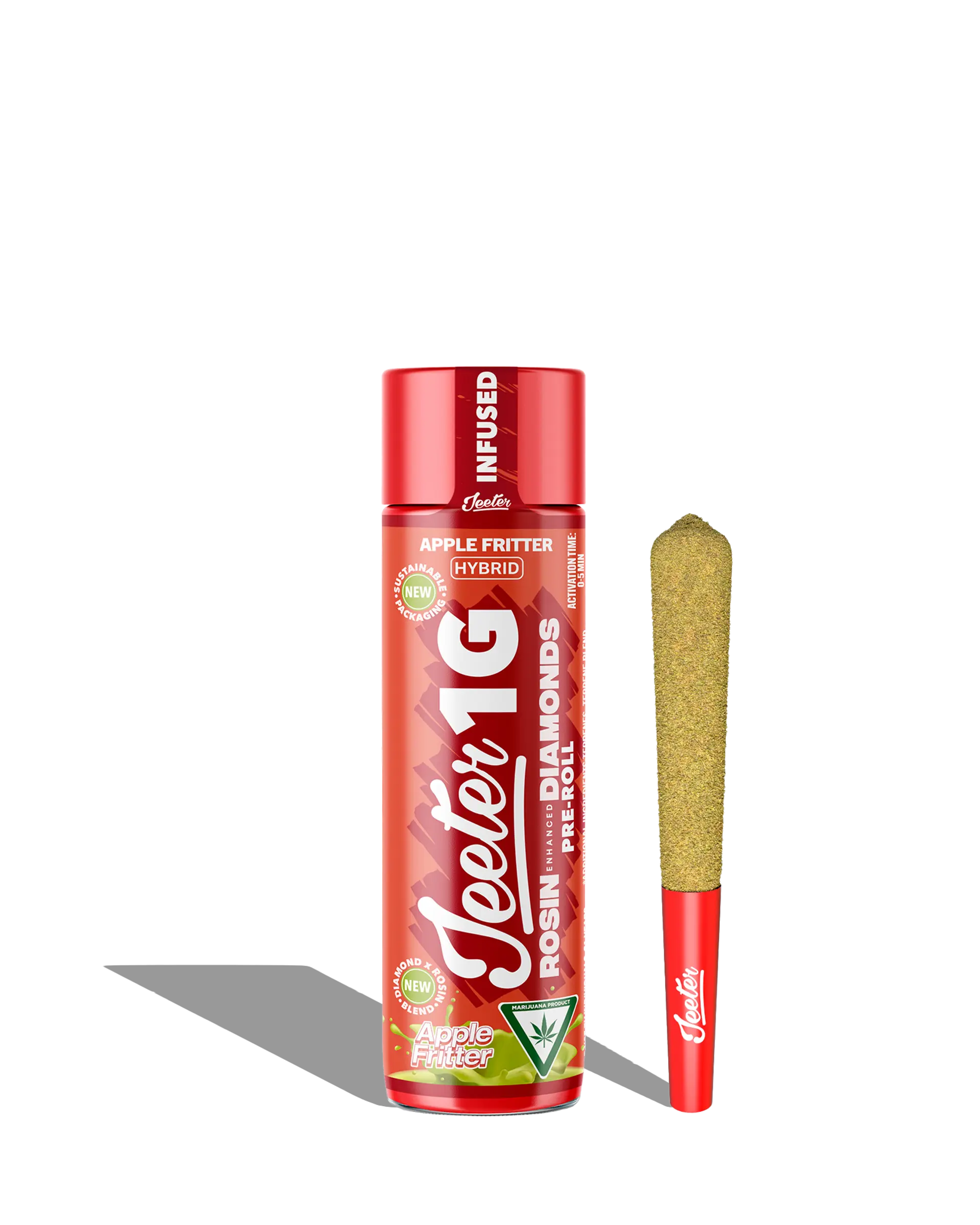 Live Rosin Enhanced Jeeter Apple Fritter Infused Preroll 1g
