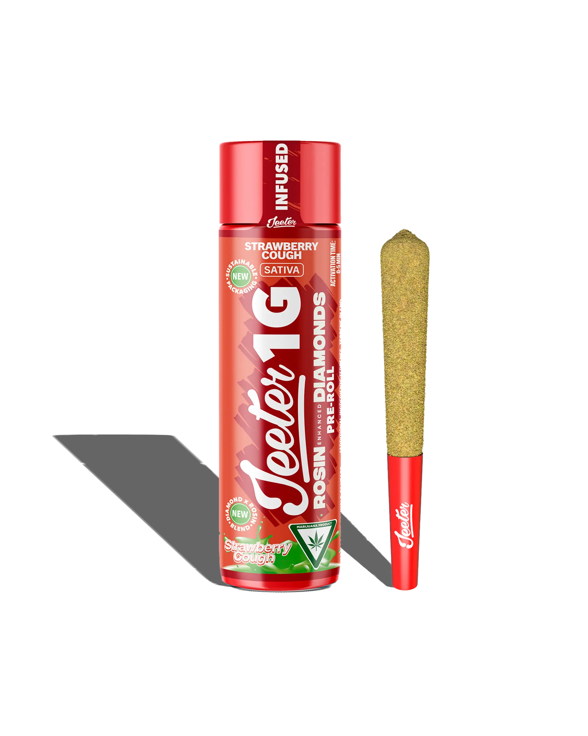 Live Rosin Enhanced Jeeter Strawberry Cough Infused Preroll 1g
