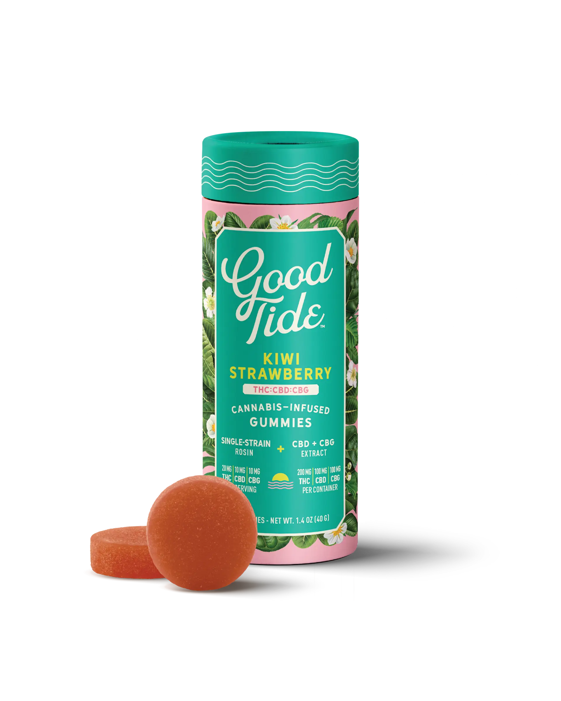 Kiwi Strawberry 2:1:1 THC:CBD:CBG Hash Rosin Gummies 10x20mg