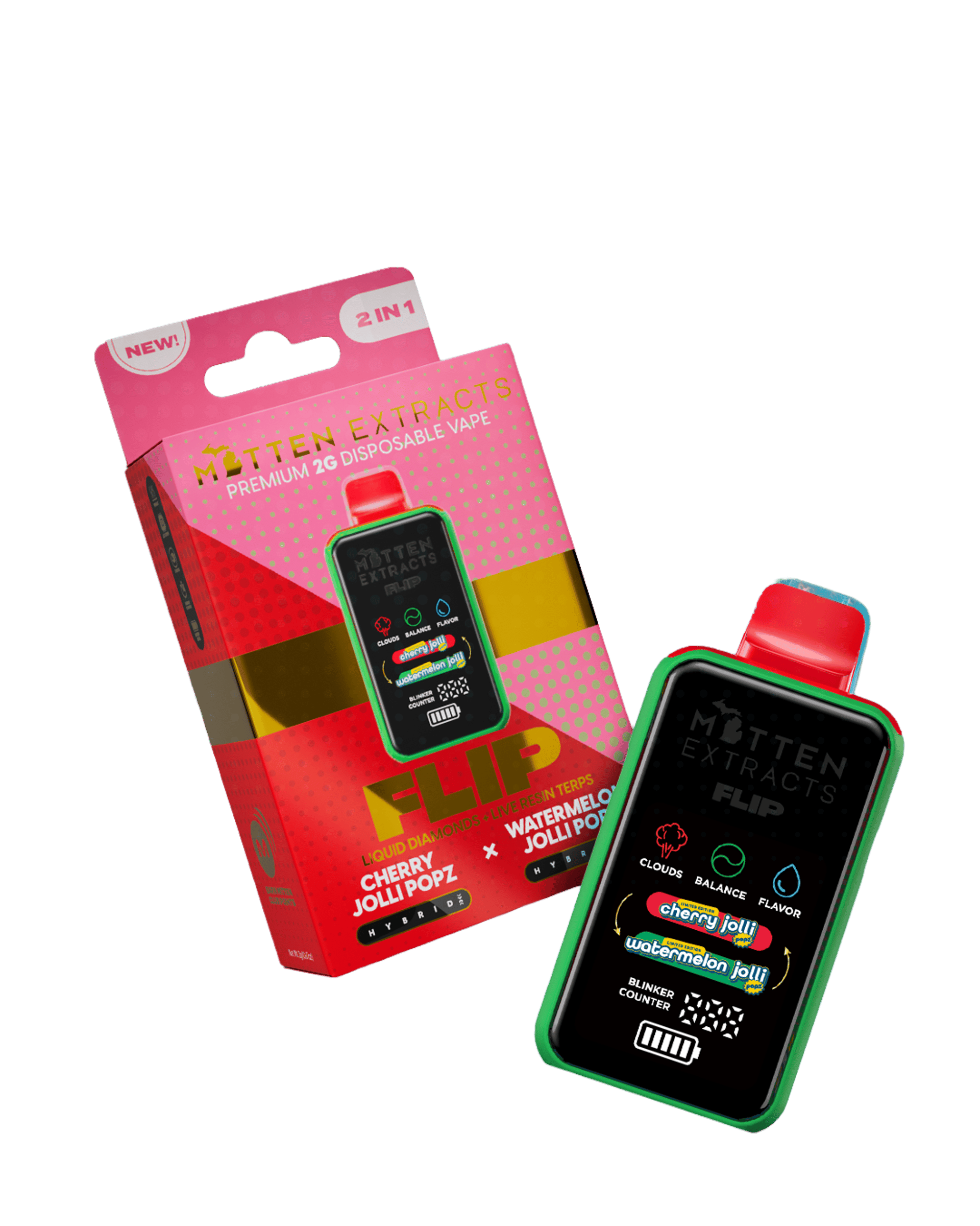 Cherry Jolli Popz X Watermelon Jolli Popz Flip Disposable Cart 2g