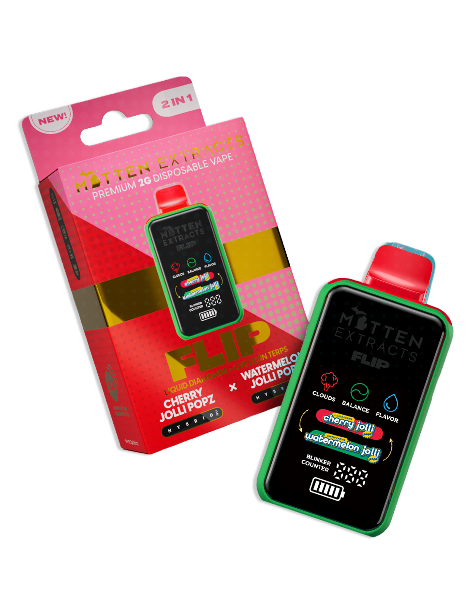 Cherry Jolli Popz X Watermelon Jolli Popz Flip Disposable Cart 2g, 1 of 1