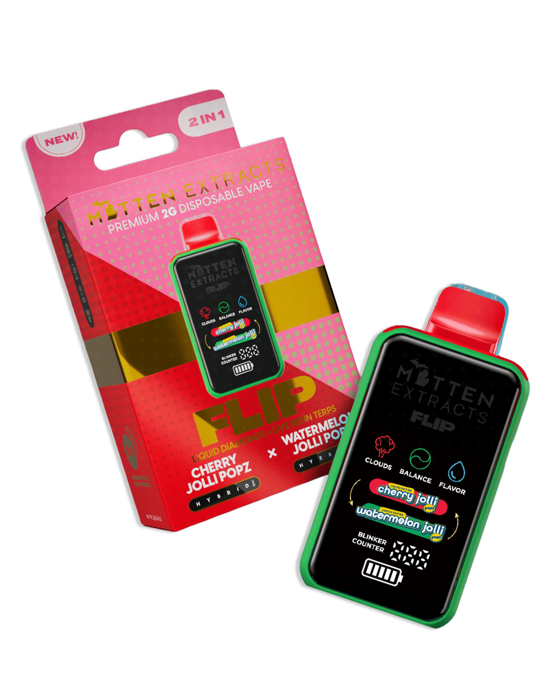 Cherry Jolli Popz X Watermelon Jolli Popz Flip Disposable Cart 2g