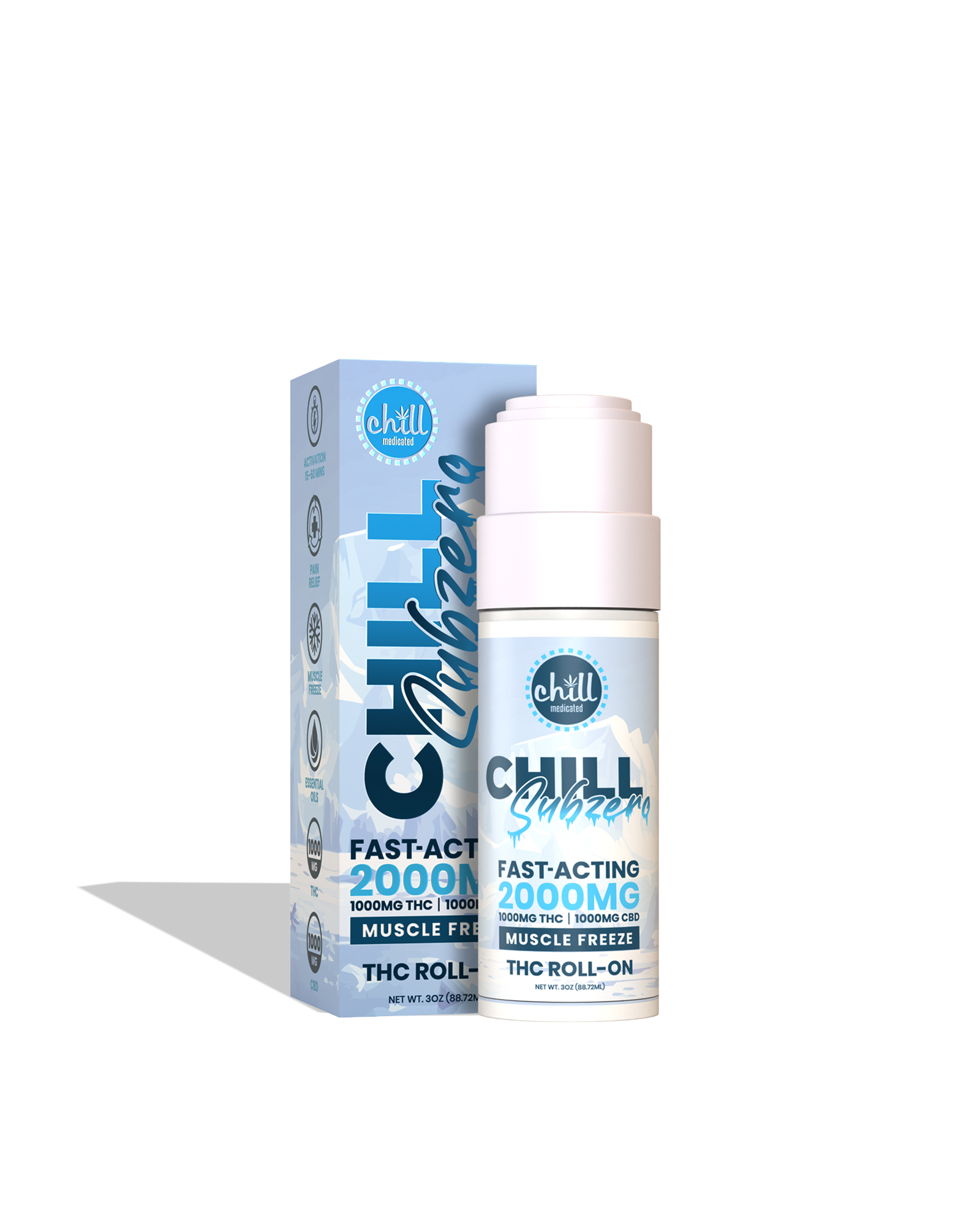 Subzero Roll-on Muscle Freeze 1:1 THC:CBD 1000mg, 1 of 1