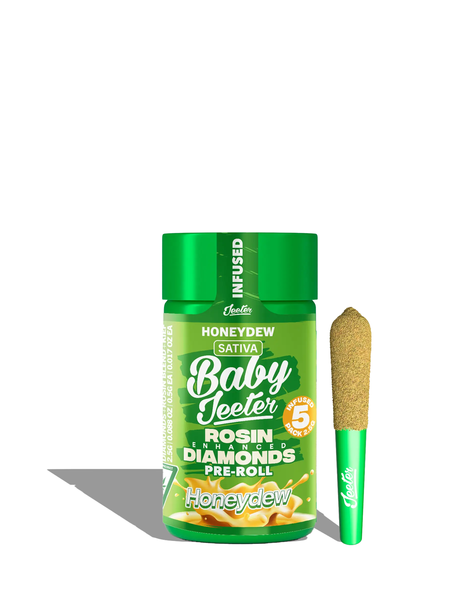 Live Rosin Enhanced Baby Jeeter Honeydew Infused Preroll 5-pack