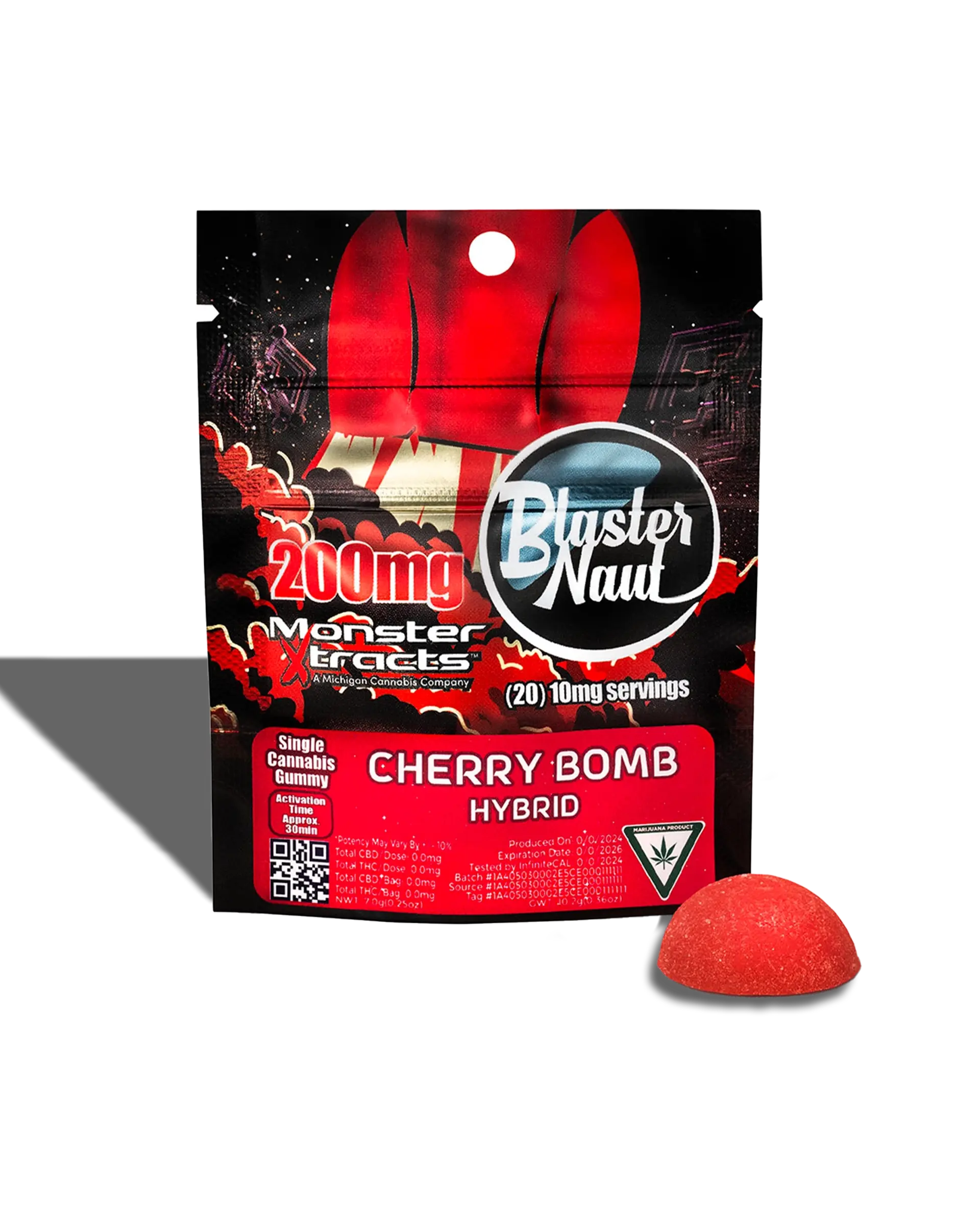 Blaster Naut Cherry Bomb Single Serve Gummy 200mg