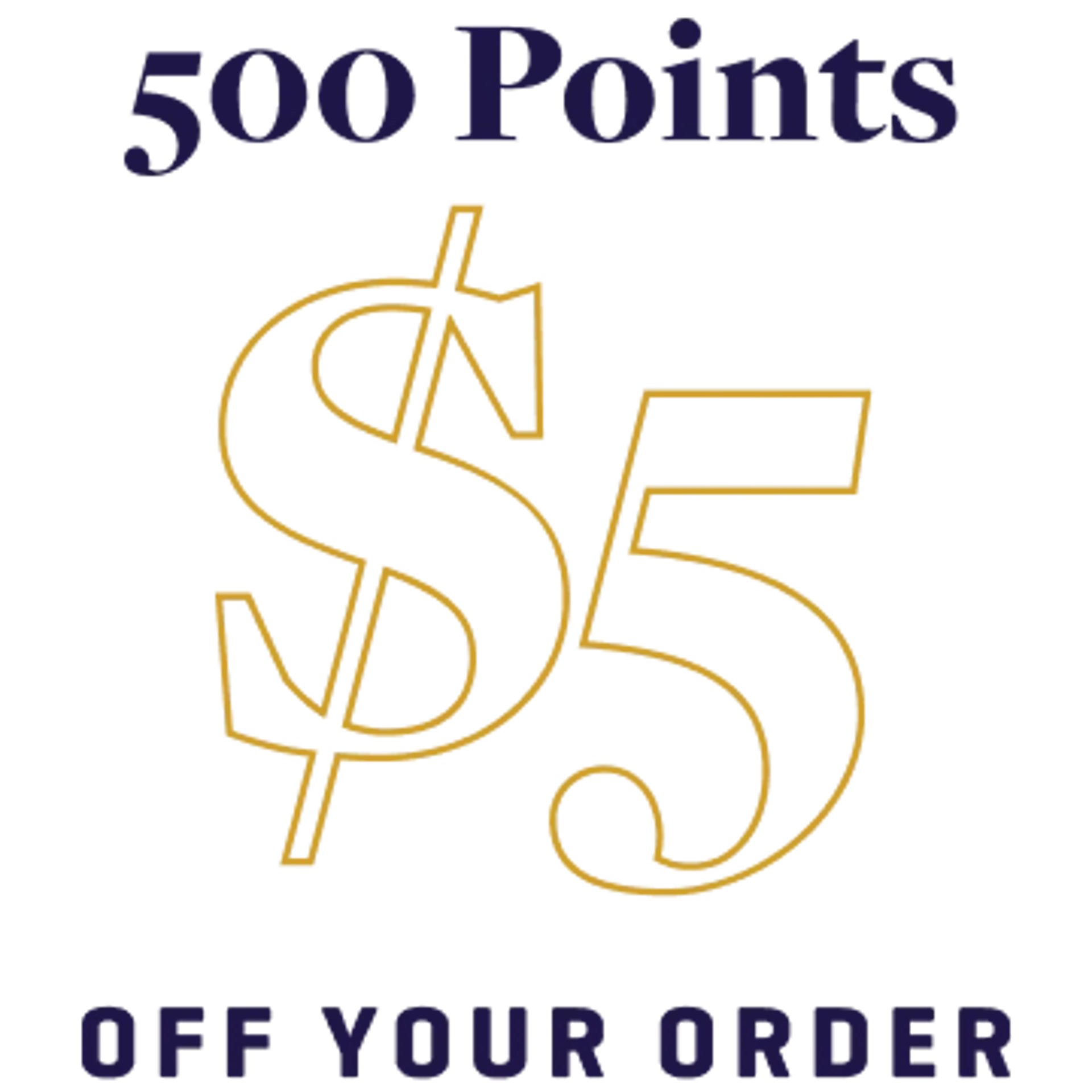 Earn 500 Points, Get $5 Off