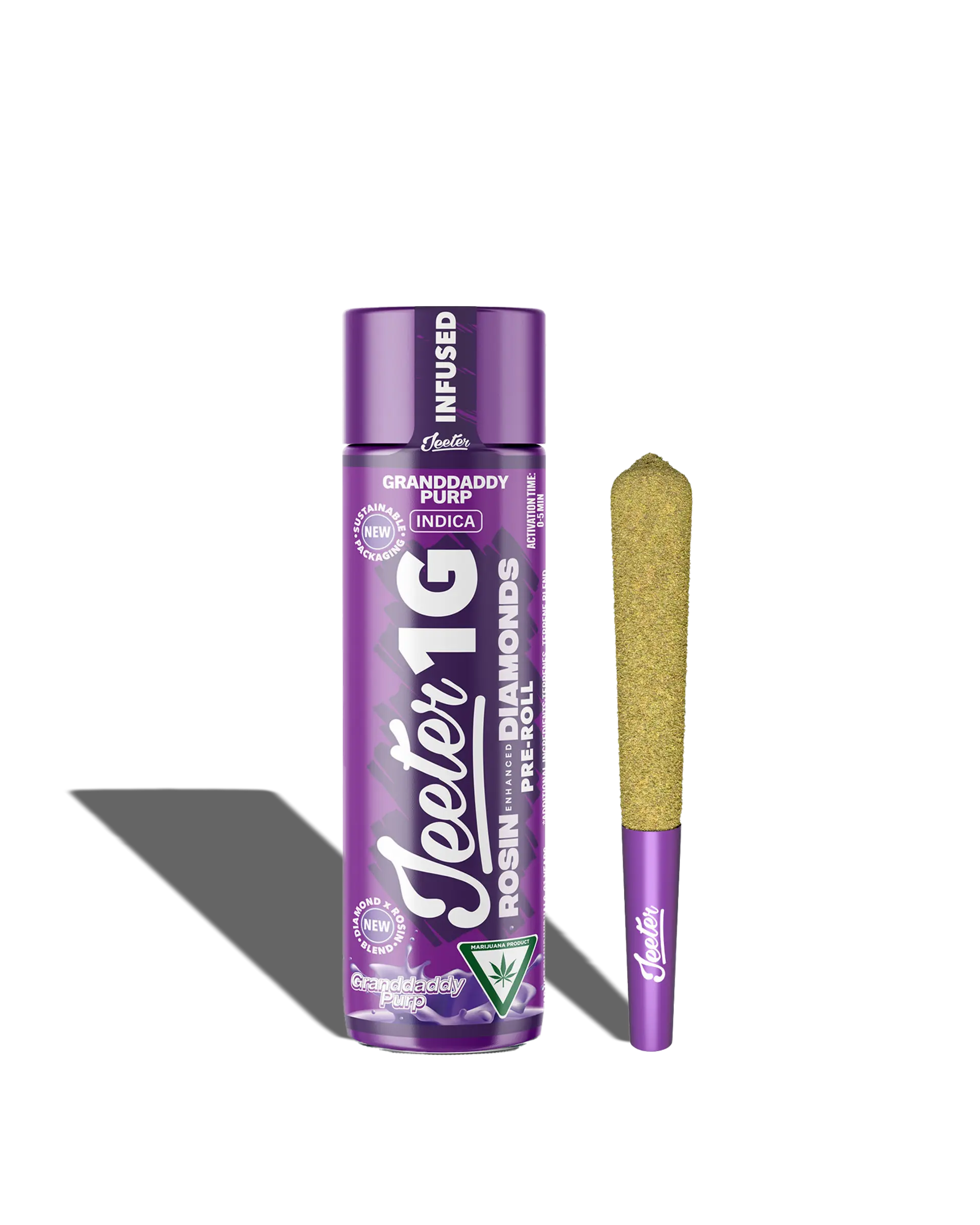 Live Rosin Enhanced Jeeter Granddaddy Purp Infused Preroll 1g