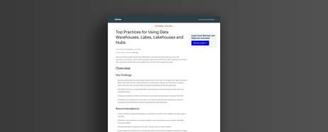Gartner Top Practices for Using Data Warehouses, Lakes, Lakehouses and Data Hubs