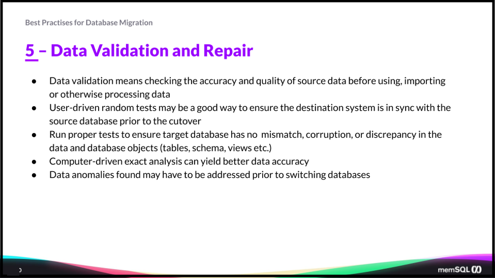 Your cloud data migration should include data validation and repair processes.