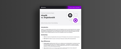 Comparison Report - AlloyDB versus SingleStoreDB