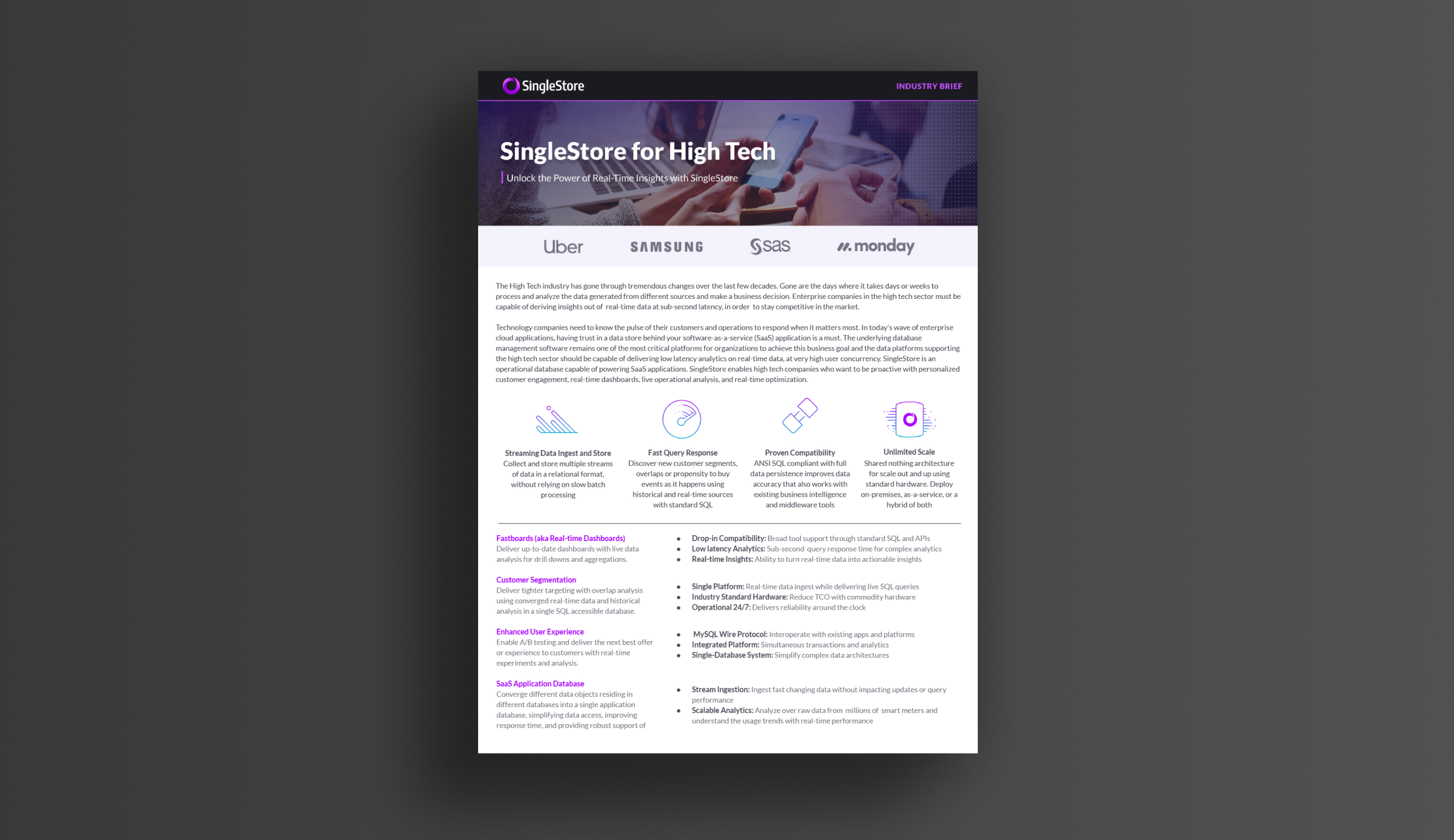 Industry Brief - SingleStore for High Tech