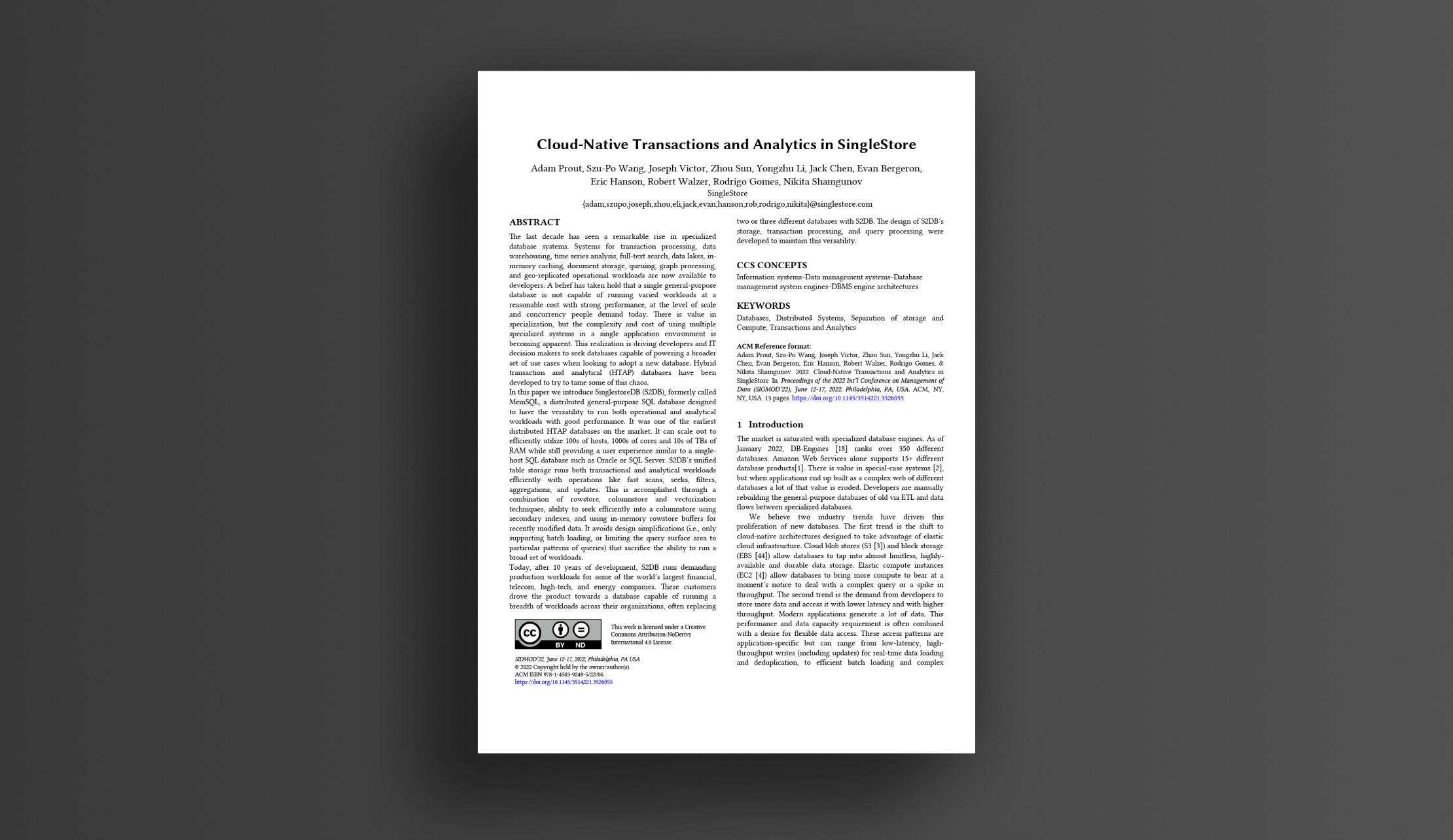 Cloud-Native Transactions and Analytics in SingleStore