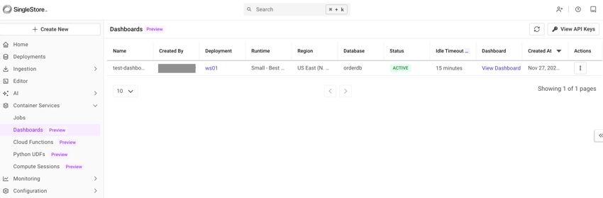 View the pubished dashboard app in Apps.