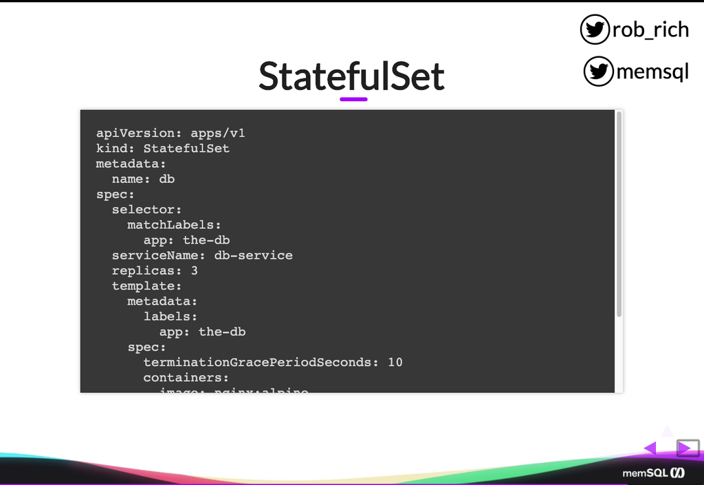 Defining a Kubernetes StatefulSet in SingleStore.