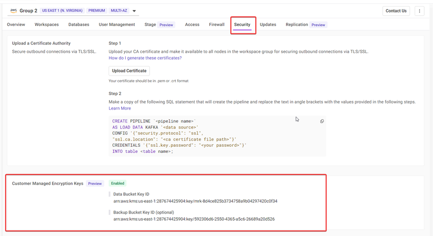 Cloud Key Management Service for AWS Volume Encryption > Configuring CMEK while deploying the workgroup Step 12