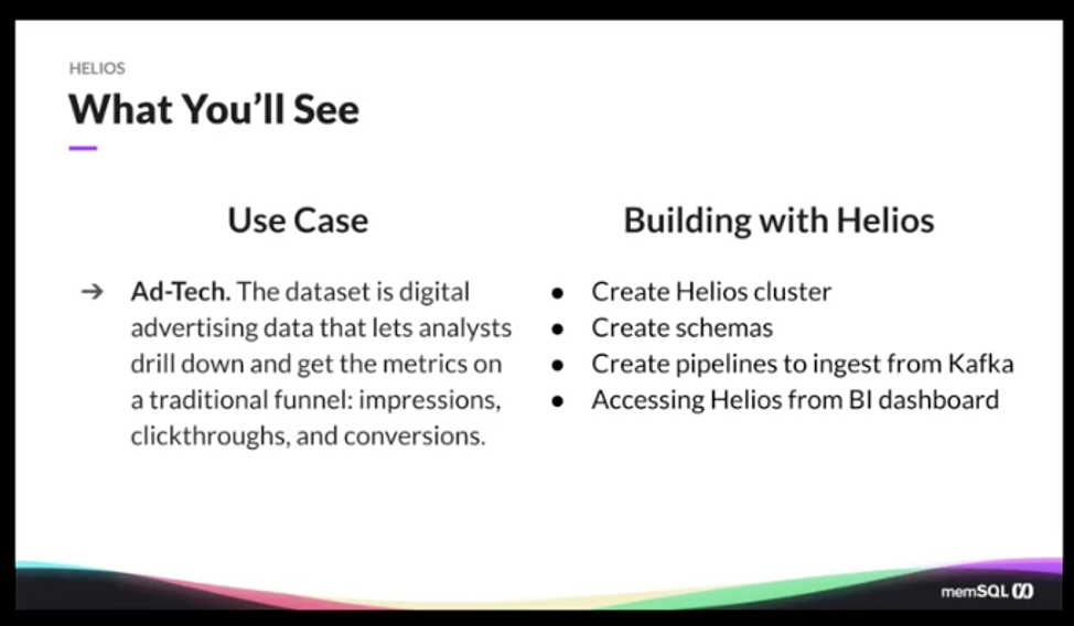 Our demo shows an ad tech use case built with SingleStoreDB Cloud