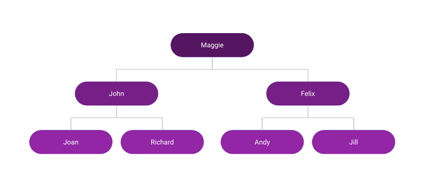 Graphic of an organization chart demonstrating hierarchical relationships.