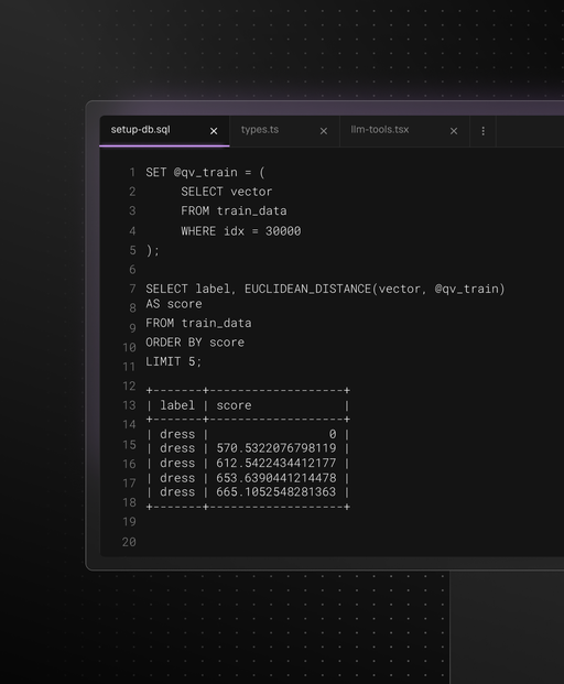 SingleStore vector database