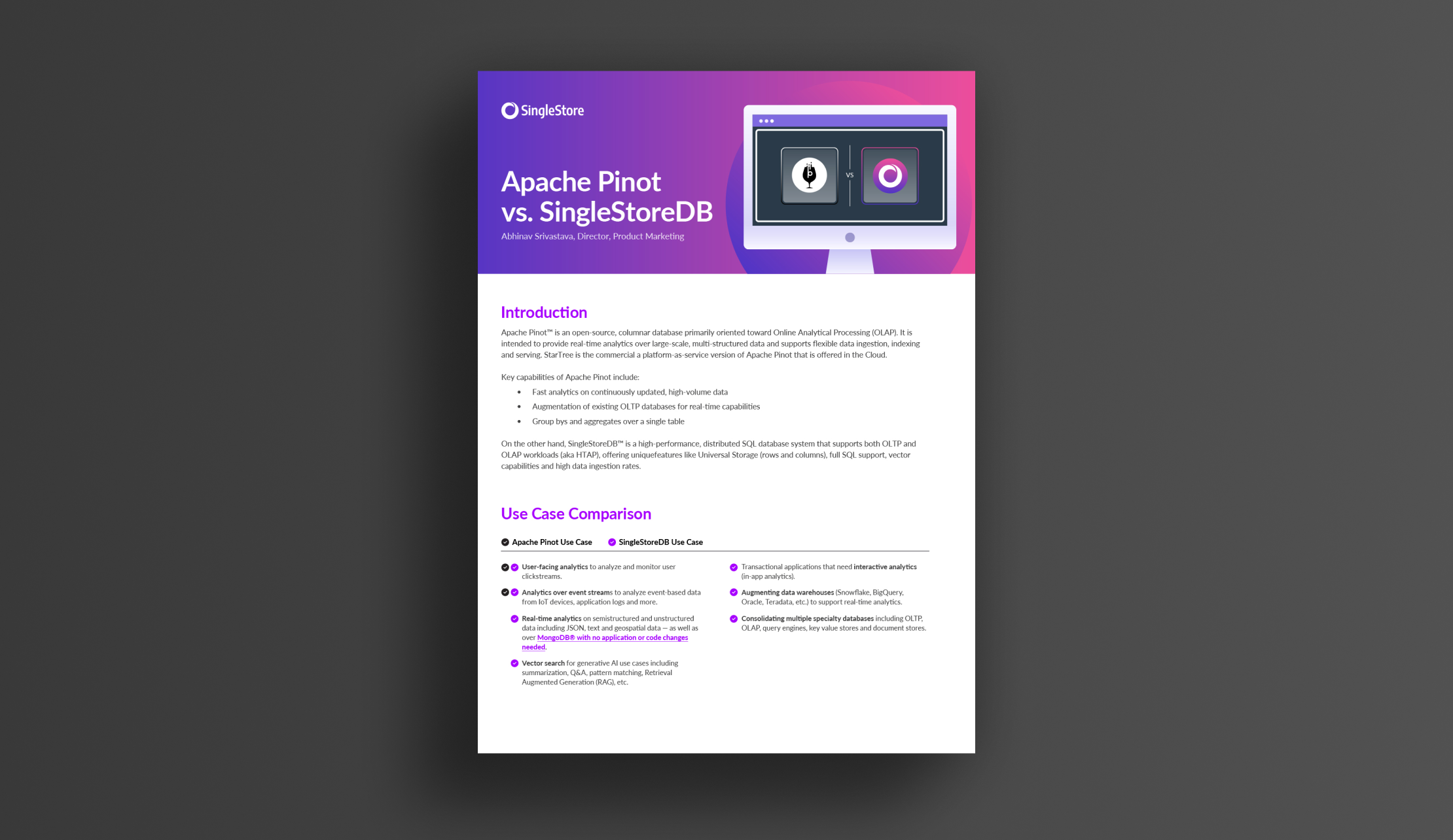 Comparison Report- Apache Pinot versus SingleStore