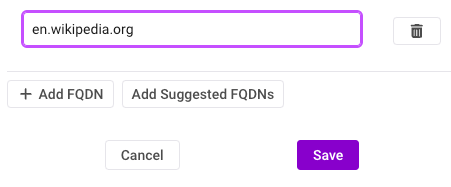 Adding external endpoint in FQDN allowlist.