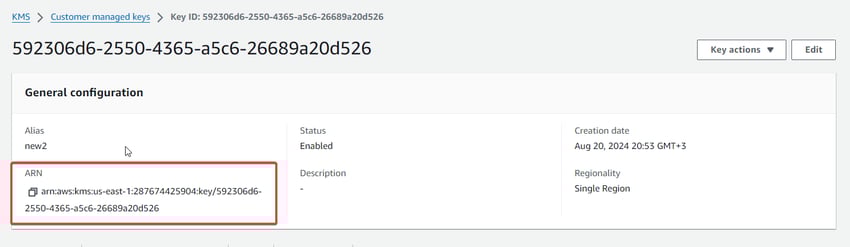 Cloud Key Management Service for AWS Volume Encryption > Configuring CMEK while deploying the workgroup Step 10