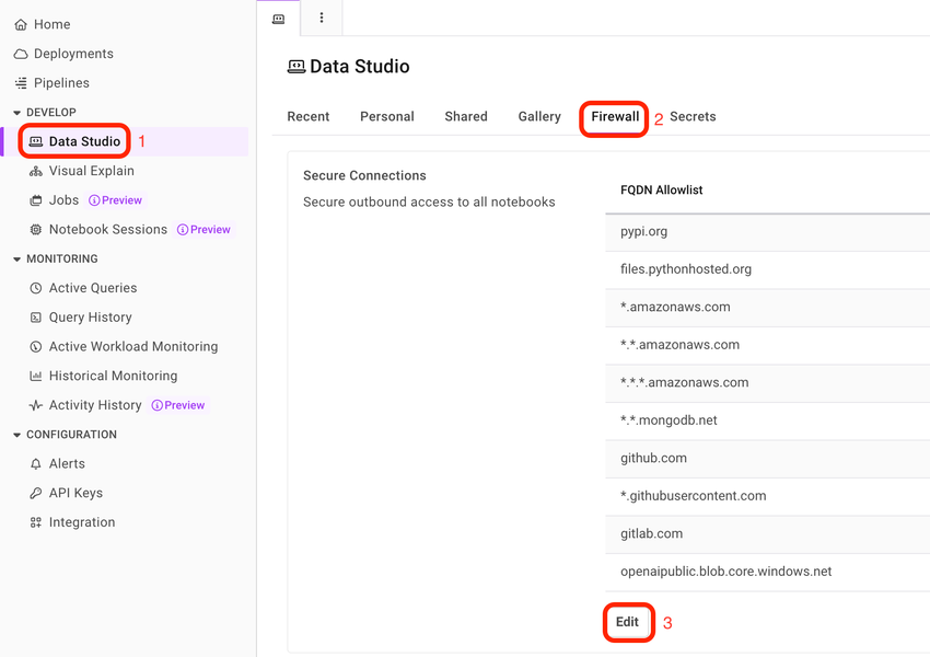 Steps to edit Firewall.