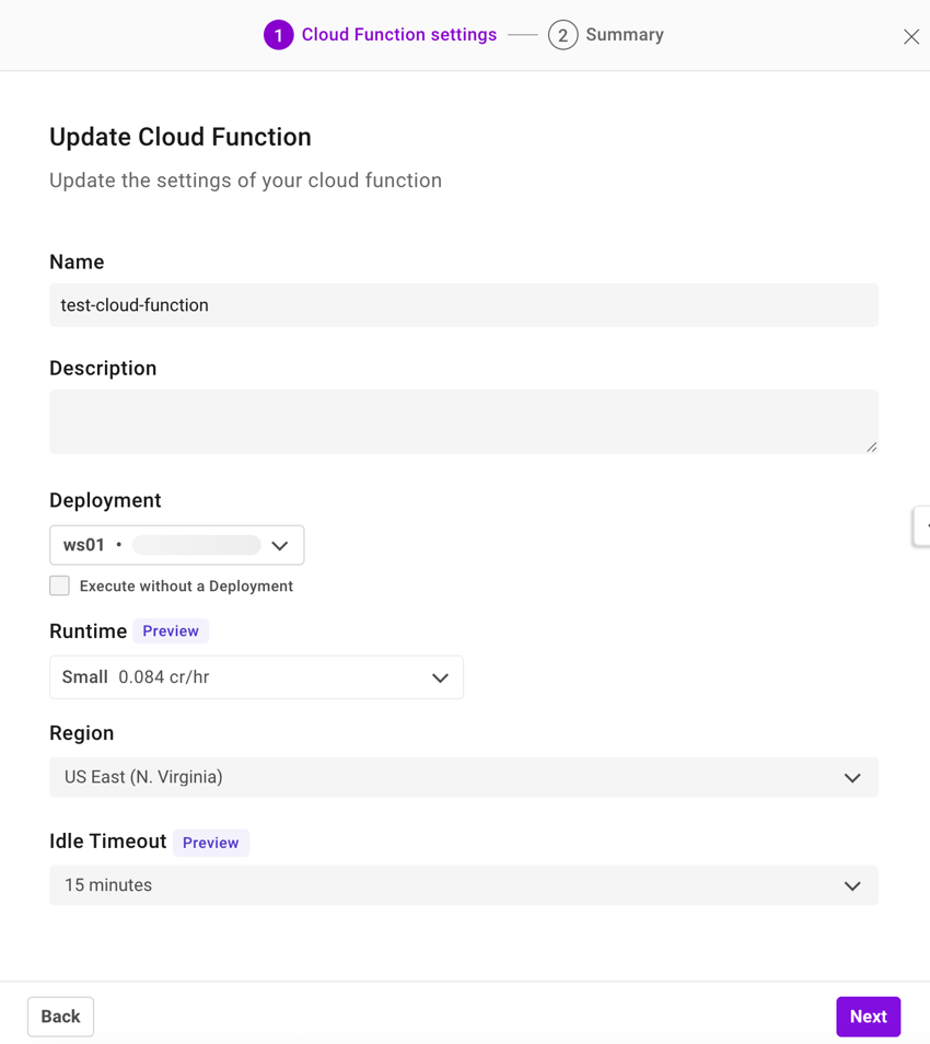 Update the cloud function