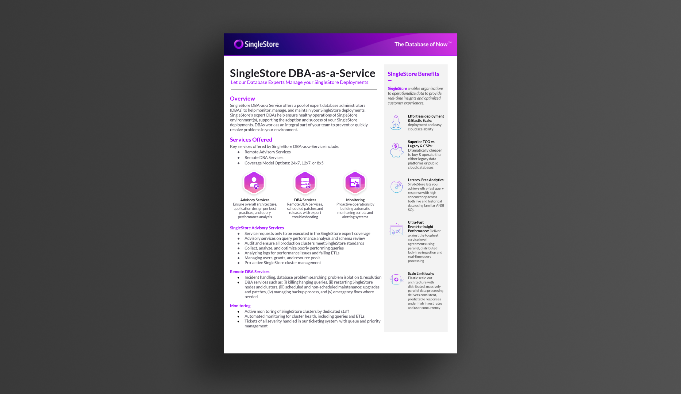 Solution Brief - SingleStore DBA-as-A-Service